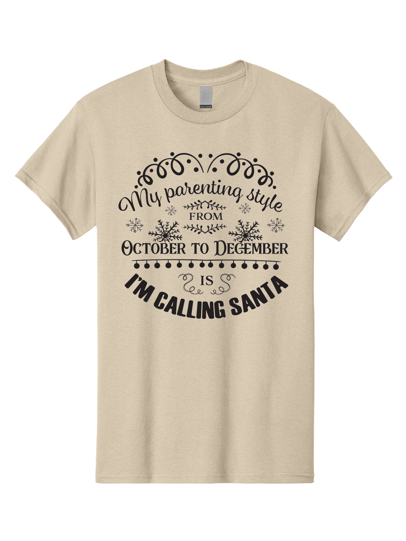 My-Parenting-Style Men'S Graphic Tee, 100% Cotton, Comfortable Casual Summer Wear, Machine Washable, Funny Parenting Quote, Parenting Style, Holiday Humor, Christmas Magic, Parenting Memes, Humorous Quote, Festive, Aad045 23