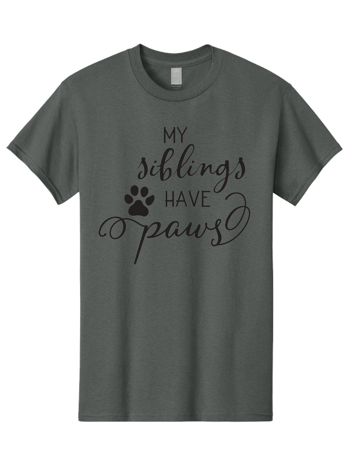 My-Siblings-Have-Paws Men'S Graphic Tee, 100% Cotton, Comfortable Casual Summer Wear, Machine Washable, Sibling Love, Pet Owners, Dog Lovers, Funny Quote, Playful Design, Animal Theme, Paw Print, Unique Gift, Pet Siblings Aad047 19
