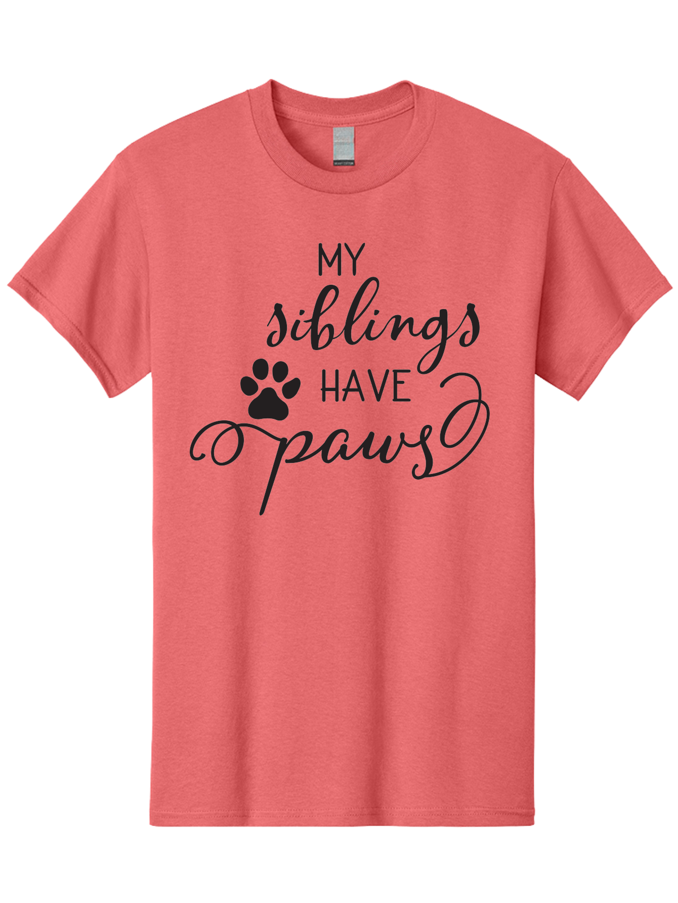 My-Siblings-Have-Paws Men'S Graphic Tee, 100% Cotton, Comfortable Casual Summer Wear, Machine Washable, Sibling Love, Pet Owners, Dog Lovers, Funny Quote, Playful Design, Animal Theme, Paw Print, Unique Gift, Pet Siblings Aad047 25