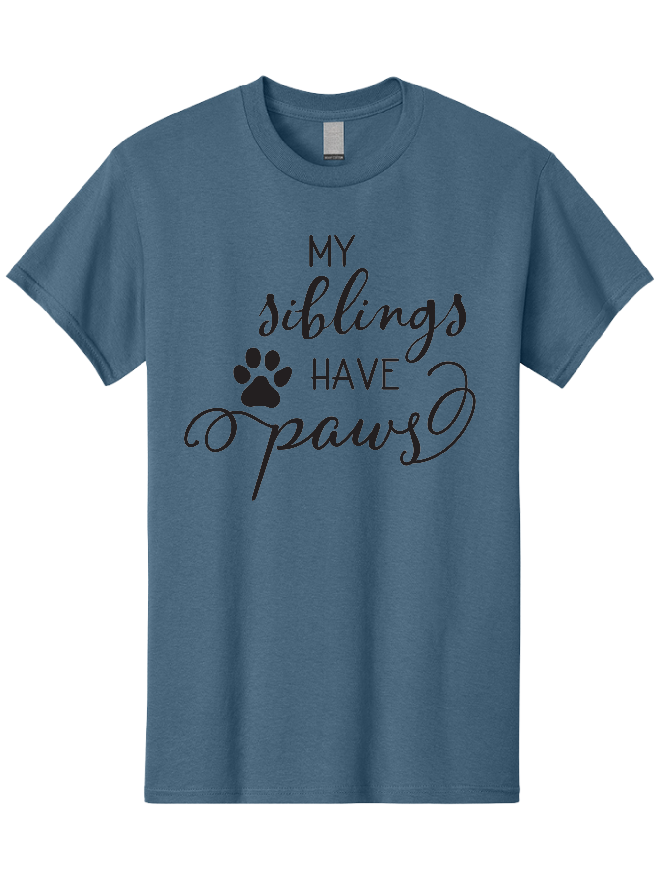 My-Siblings-Have-Paws Men'S Graphic Tee, 100% Cotton, Comfortable Casual Summer Wear, Machine Washable, Sibling Love, Pet Owners, Dog Lovers, Funny Quote, Playful Design, Animal Theme, Paw Print, Unique Gift, Pet Siblings Aad047 5