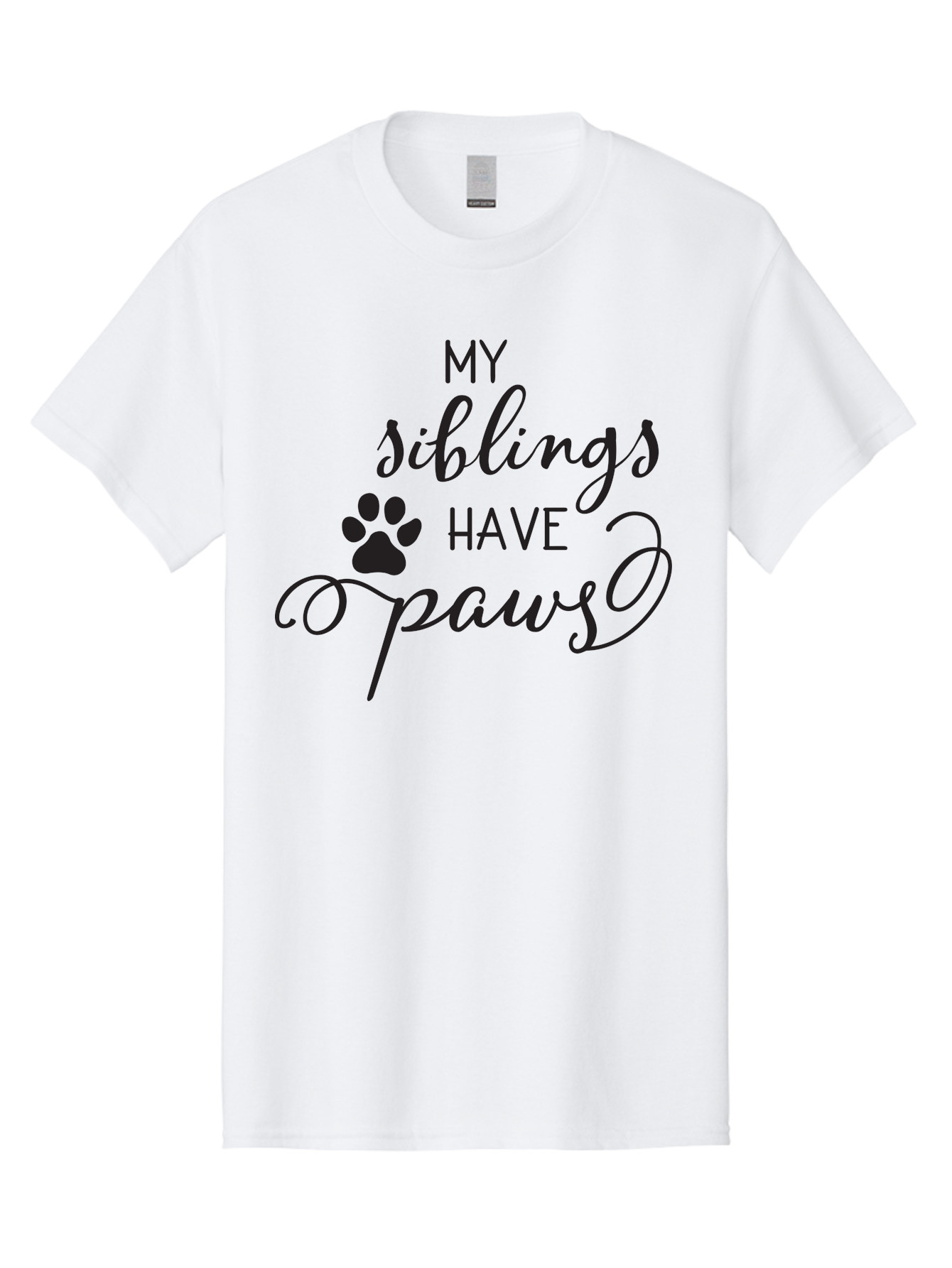 My-Siblings-Have-Paws Men'S Graphic Tee, 100% Cotton, Comfortable Casual Summer Wear, Machine Washable, Sibling Love, Pet Owners, Dog Lovers, Funny Quote, Playful Design, Animal Theme, Paw Print, Unique Gift, Pet Siblings Aad047 3