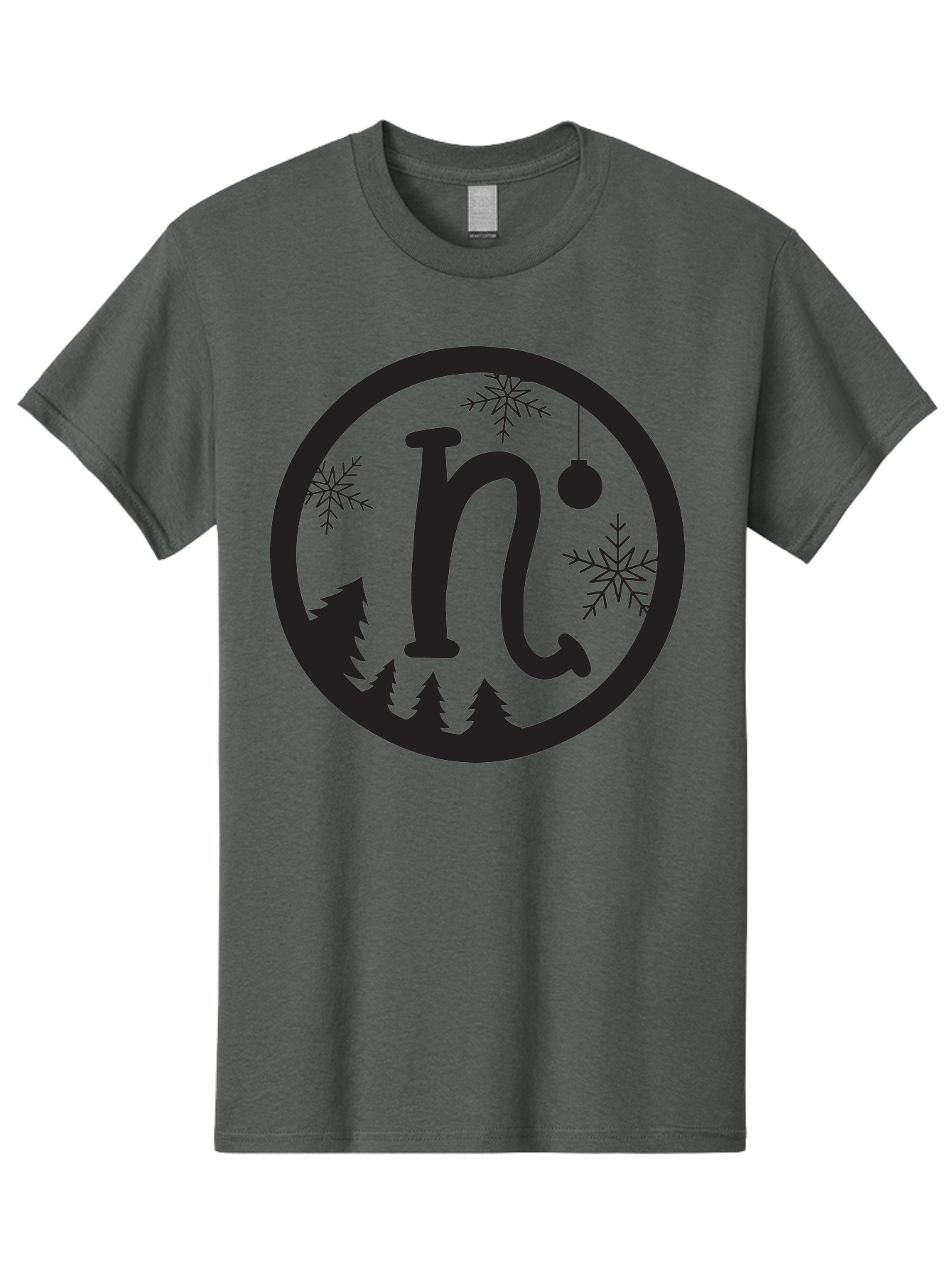 N Men'S Graphic Tee, 100% Cotton, Comfortable Casual Summer Wear, Machine Washable, Winter Wonderland, Snowflakes, Christmas Ornament, Pine Trees, Festive Decor, Holiday Theme, Winter Season Aad049 5