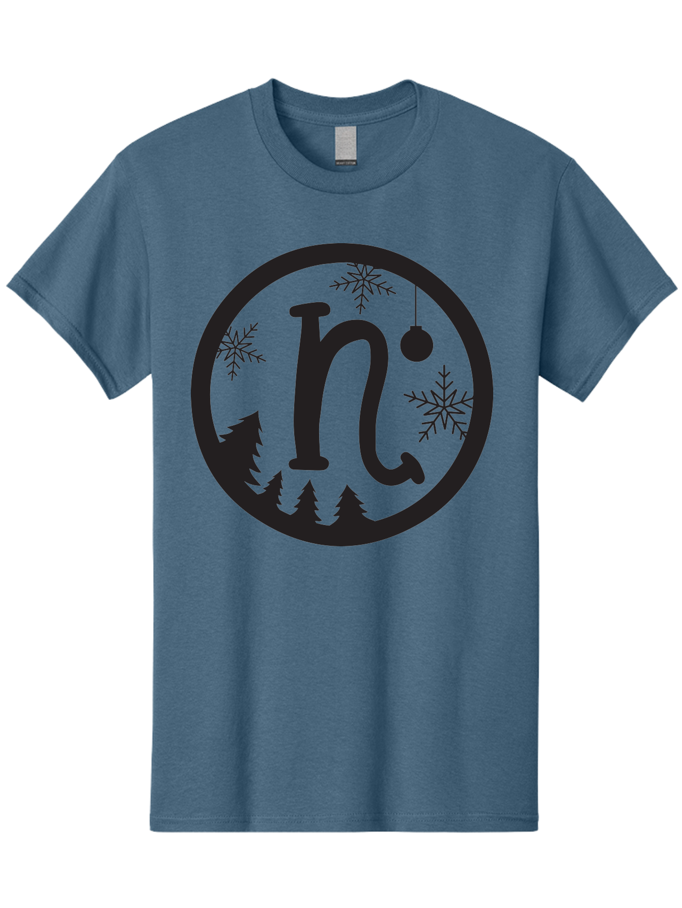 N Men'S Graphic Tee, 100% Cotton, Comfortable Casual Summer Wear, Machine Washable, Winter Wonderland, Snowflakes, Christmas Ornament, Pine Trees, Festive Decor, Holiday Theme, Winter Season Aad049 23