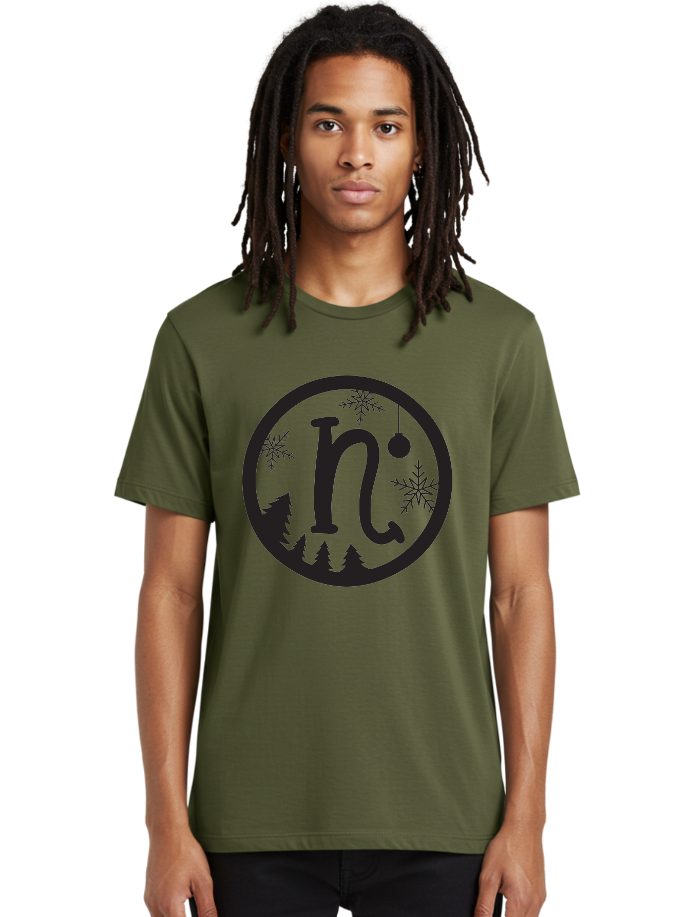 N Men'S Graphic Tee, 100% Cotton, Comfortable Casual Summer Wear, Machine Washable, Winter Wonderland, Snowflakes, Christmas Ornament, Pine Trees, Festive Decor, Holiday Theme, Winter Season Aad049 28