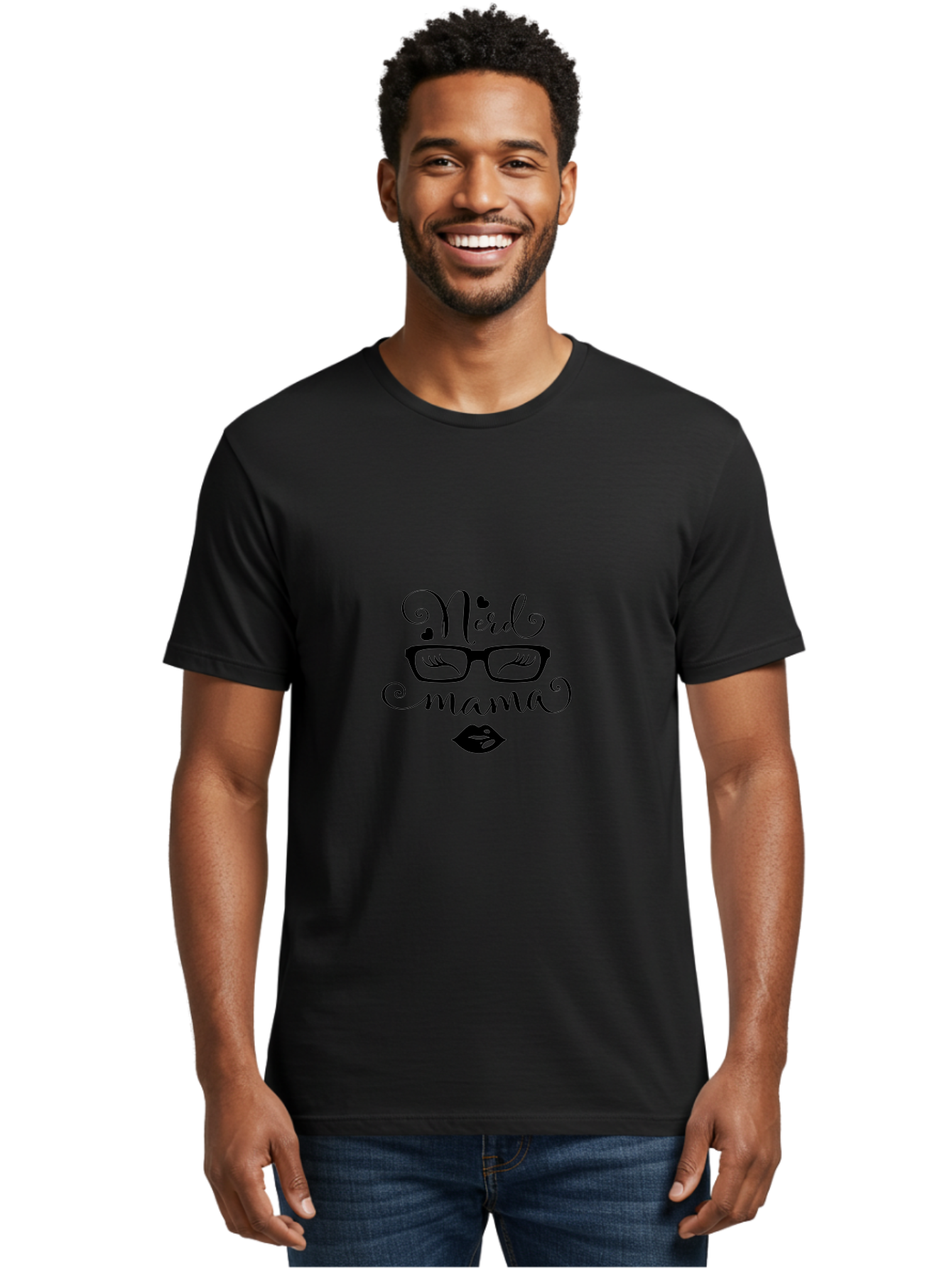Nerd-Mama Men'S Graphic Tee, 100% Cotton, Comfortable Casual Summer Wear, Machine Washable, Nerd Mama, Glasses With Eyelashes, Lips, Cute Typography, Quirky Mom, Nerdy Humor, Fun Design, Geeky Style, Mom Quotes Aad051 28