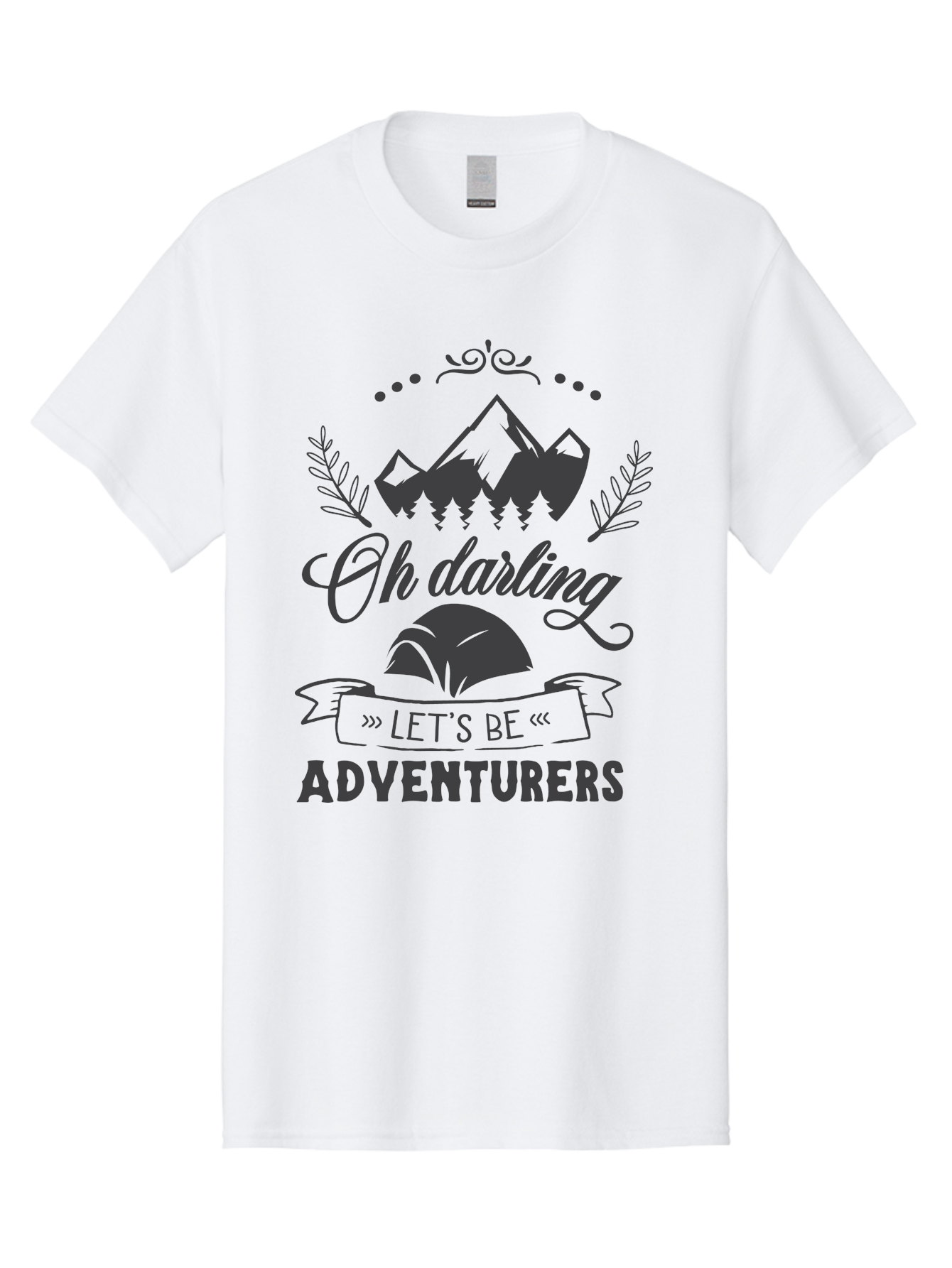 Oh-Darling-Let-S-Be-Adventurers Men'S Graphic Tee, 100% Cotton, Comfortable Casual Summer Wear, Machine Washable, Outdoor Adventure, Travel Inspiration, Wanderlust, Mountain Landscape, Forest Scenery, Inspirational Quotes, Aad066 17