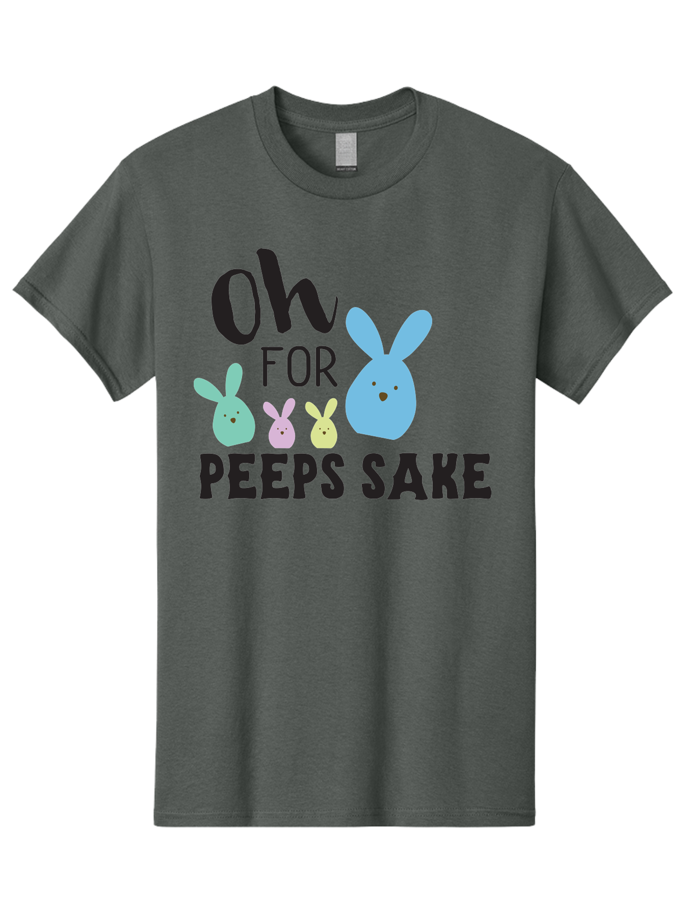 Oh-For-Peeps-Sake Men'S Graphic Tee, 100% Cotton, Comfortable Casual Summer Wear, Machine Washable, Easter Bunnies, Pastel Colors, Cute Cartoon Characters, Funny Easter Quote, Peeps Candy, Bunny Love, Easter Fun, Spring Vibes Aad067 27
