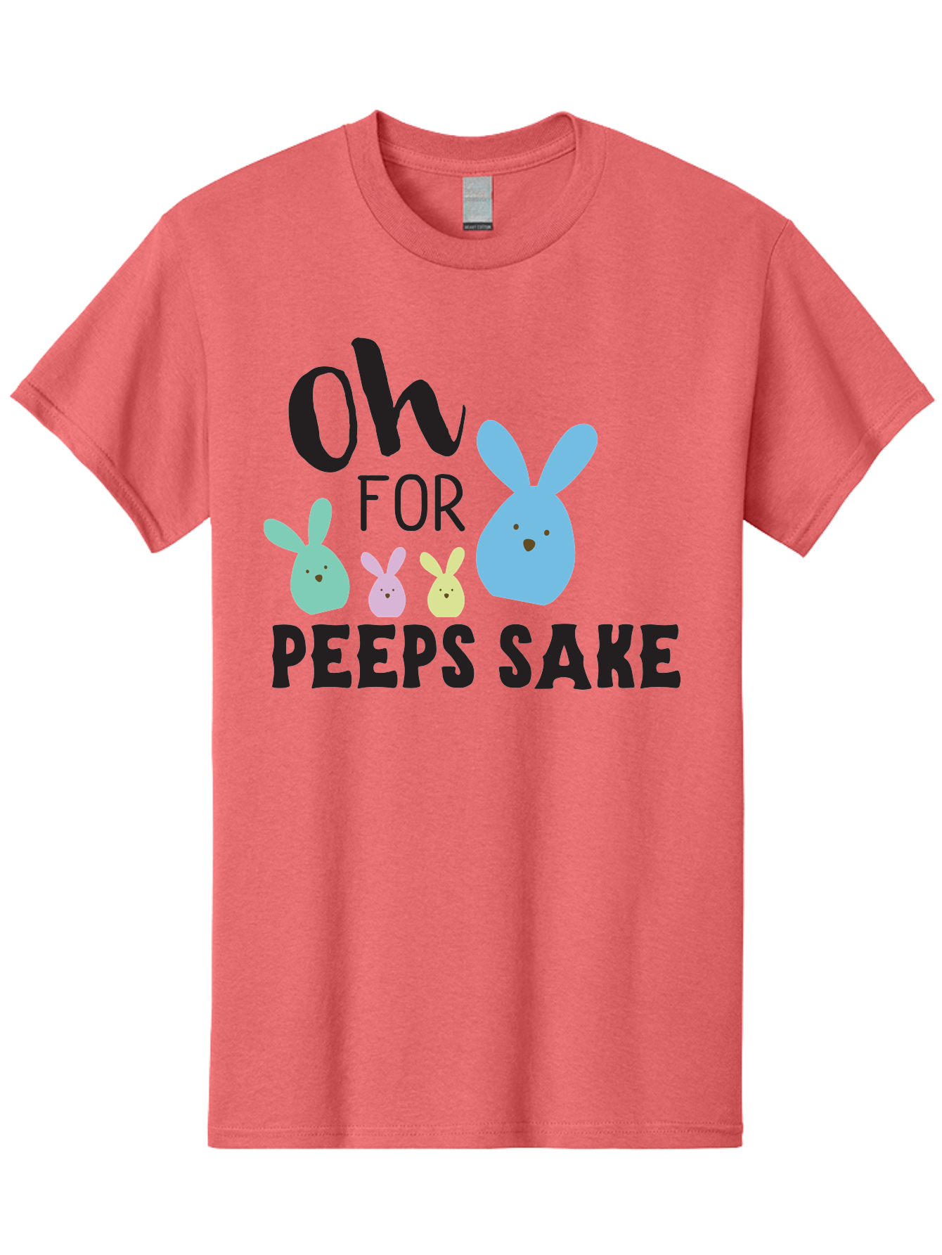 Oh-For-Peeps-Sake Men'S Graphic Tee, 100% Cotton, Comfortable Casual Summer Wear, Machine Washable, Easter Bunnies, Pastel Colors, Cute Cartoon Characters, Funny Easter Quote, Peeps Candy, Bunny Love, Easter Fun, Spring Vibes Aad067 5
