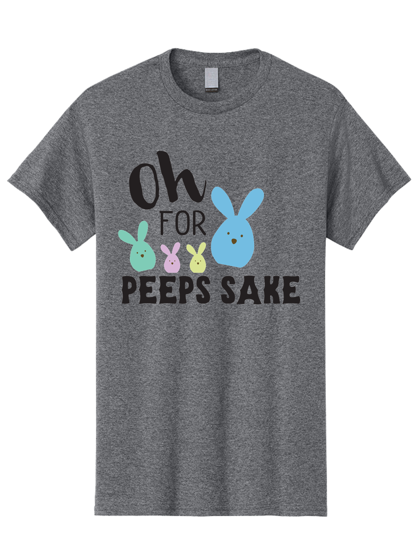 Oh-For-Peeps-Sake Men'S Graphic Tee, 100% Cotton, Comfortable Casual Summer Wear, Machine Washable, Easter Bunnies, Pastel Colors, Cute Cartoon Characters, Funny Easter Quote, Peeps Candy, Bunny Love, Easter Fun, Spring Vibes Aad067 13