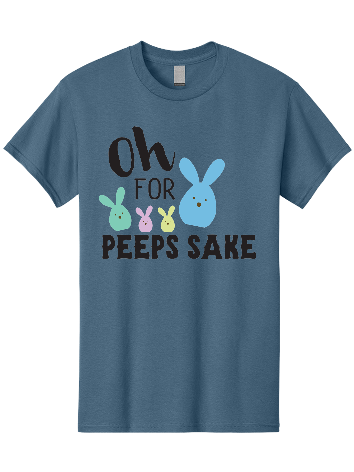 Oh-For-Peeps-Sake Men'S Graphic Tee, 100% Cotton, Comfortable Casual Summer Wear, Machine Washable, Easter Bunnies, Pastel Colors, Cute Cartoon Characters, Funny Easter Quote, Peeps Candy, Bunny Love, Easter Fun, Spring Vibes Aad067 1