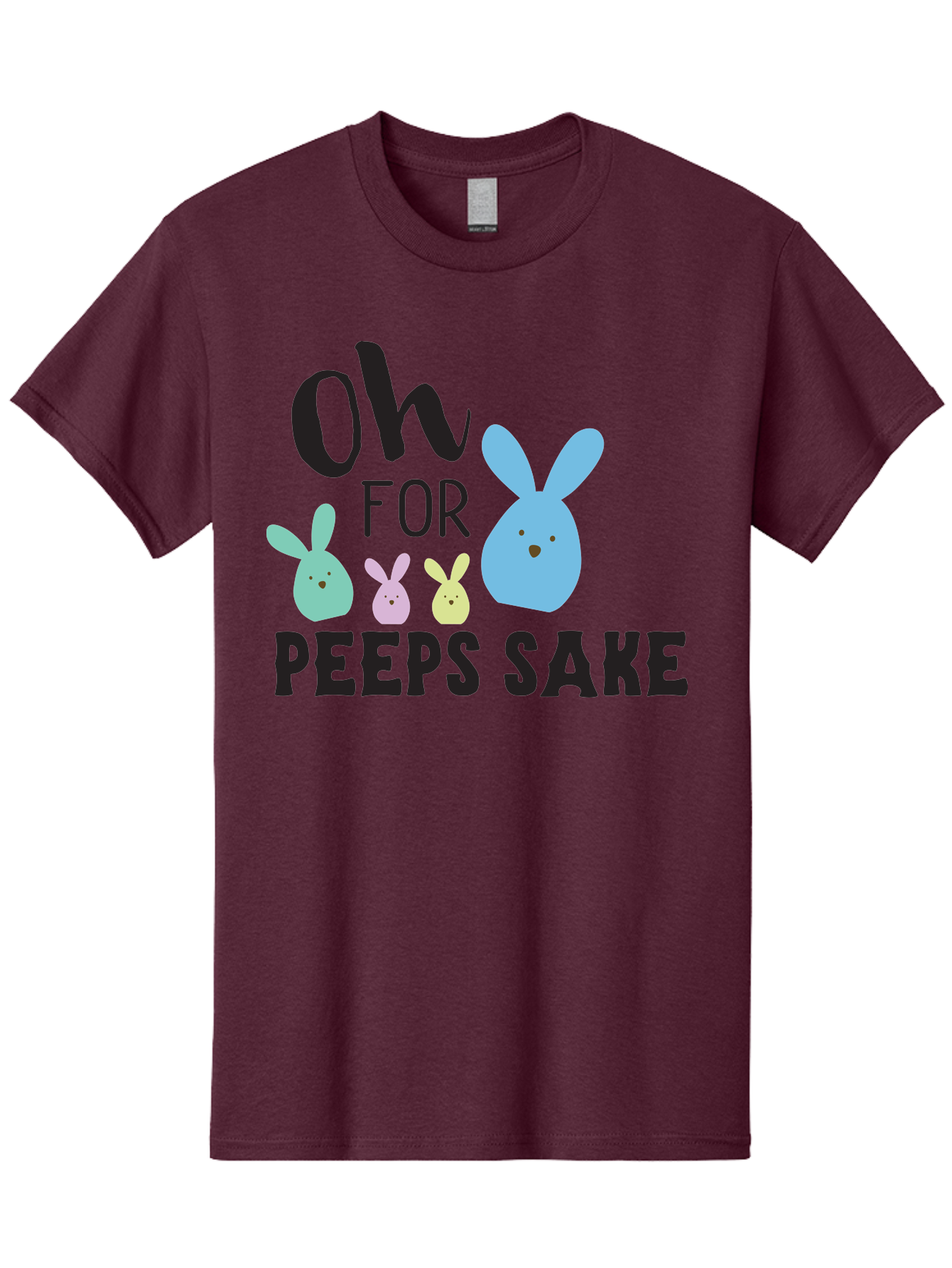 Oh-For-Peeps-Sake Men'S Graphic Tee, 100% Cotton, Comfortable Casual Summer Wear, Machine Washable, Easter Bunnies, Pastel Colors, Cute Cartoon Characters, Funny Easter Quote, Peeps Candy, Bunny Love, Easter Fun, Spring Vibes Aad067 25