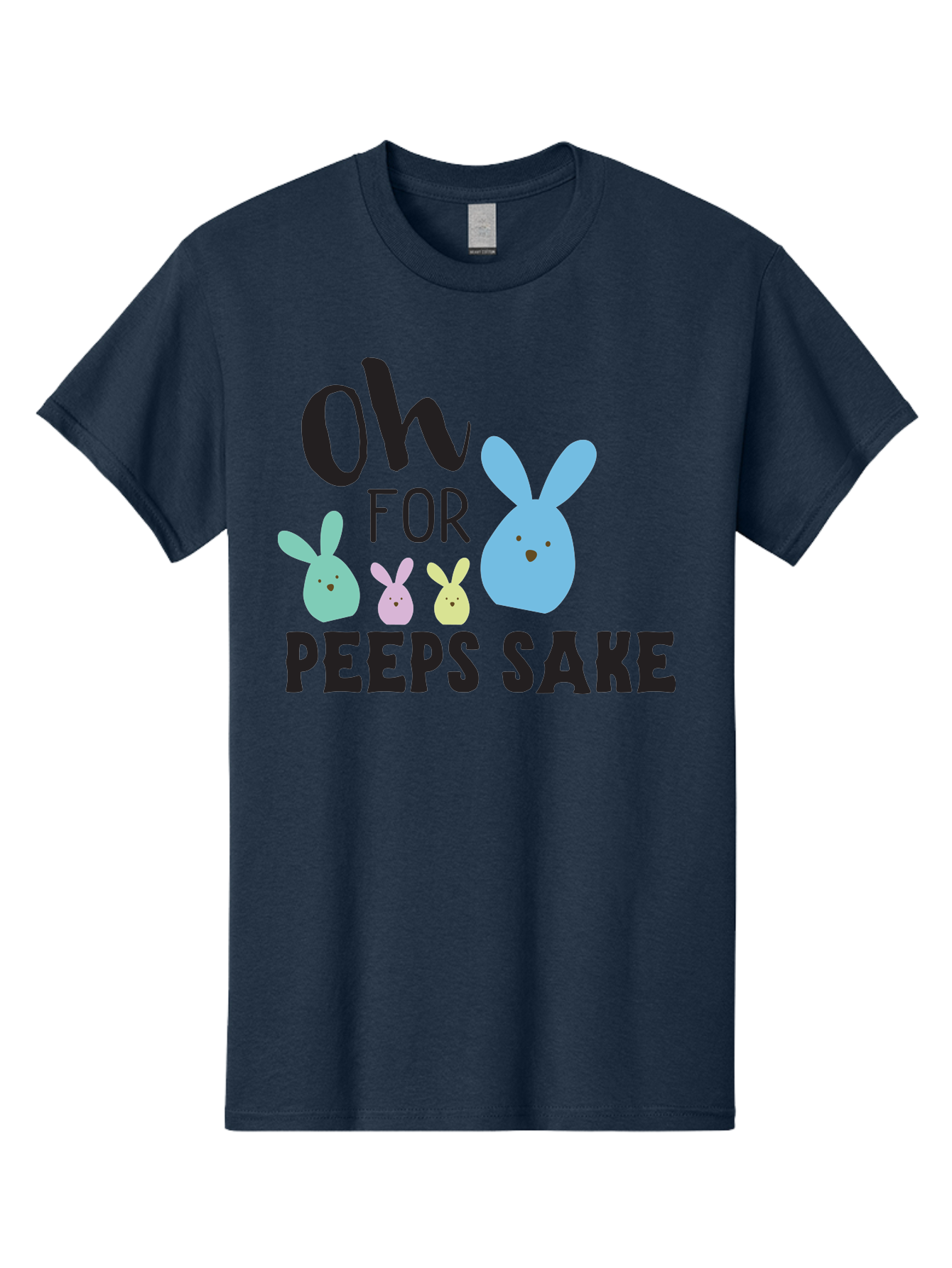 Oh-For-Peeps-Sake Men'S Graphic Tee, 100% Cotton, Comfortable Casual Summer Wear, Machine Washable, Easter Bunnies, Pastel Colors, Cute Cartoon Characters, Funny Easter Quote, Peeps Candy, Bunny Love, Easter Fun, Spring Vibes Aad067 3