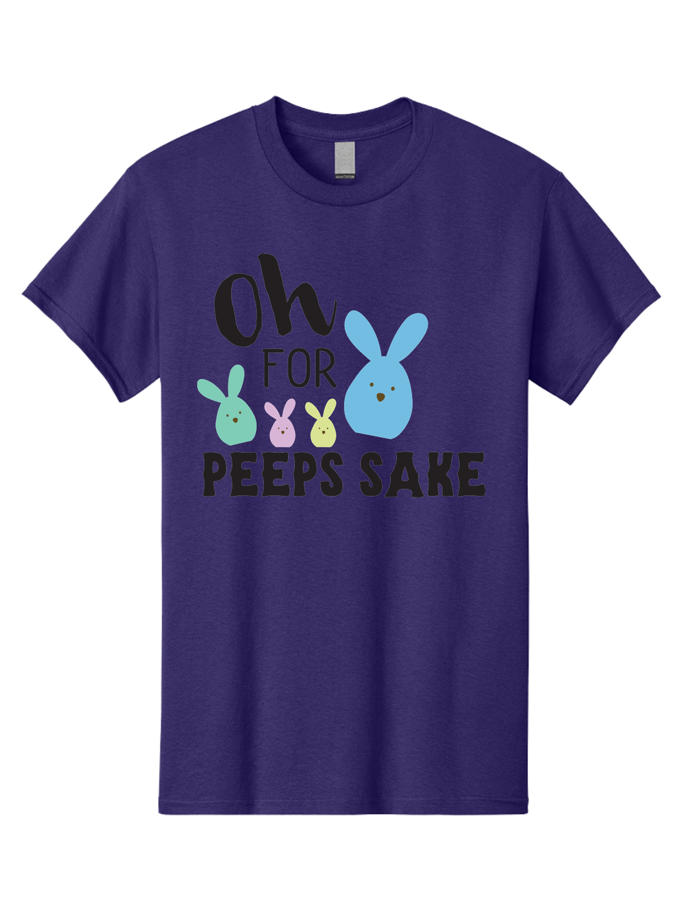 Oh-For-Peeps-Sake Men'S Graphic Tee, 100% Cotton, Comfortable Casual Summer Wear, Machine Washable, Easter Bunnies, Pastel Colors, Cute Cartoon Characters, Funny Easter Quote, Peeps Candy, Bunny Love, Easter Fun, Spring Vibes Aad067 21