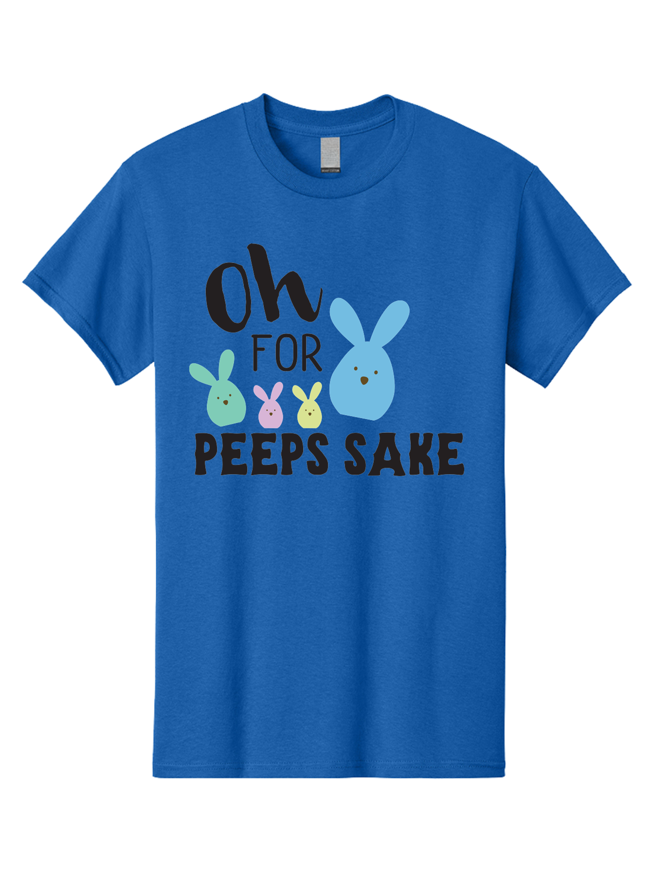 Oh-For-Peeps-Sake Men'S Graphic Tee, 100% Cotton, Comfortable Casual Summer Wear, Machine Washable, Easter Bunnies, Pastel Colors, Cute Cartoon Characters, Funny Easter Quote, Peeps Candy, Bunny Love, Easter Fun, Spring Vibes Aad067 23