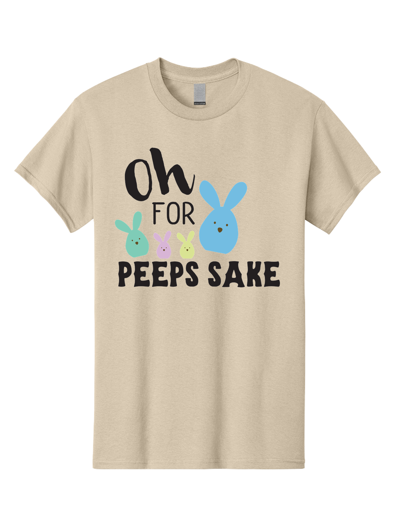 Oh-For-Peeps-Sake Men'S Graphic Tee, 100% Cotton, Comfortable Casual Summer Wear, Machine Washable, Easter Bunnies, Pastel Colors, Cute Cartoon Characters, Funny Easter Quote, Peeps Candy, Bunny Love, Easter Fun, Spring Vibes Aad067 17