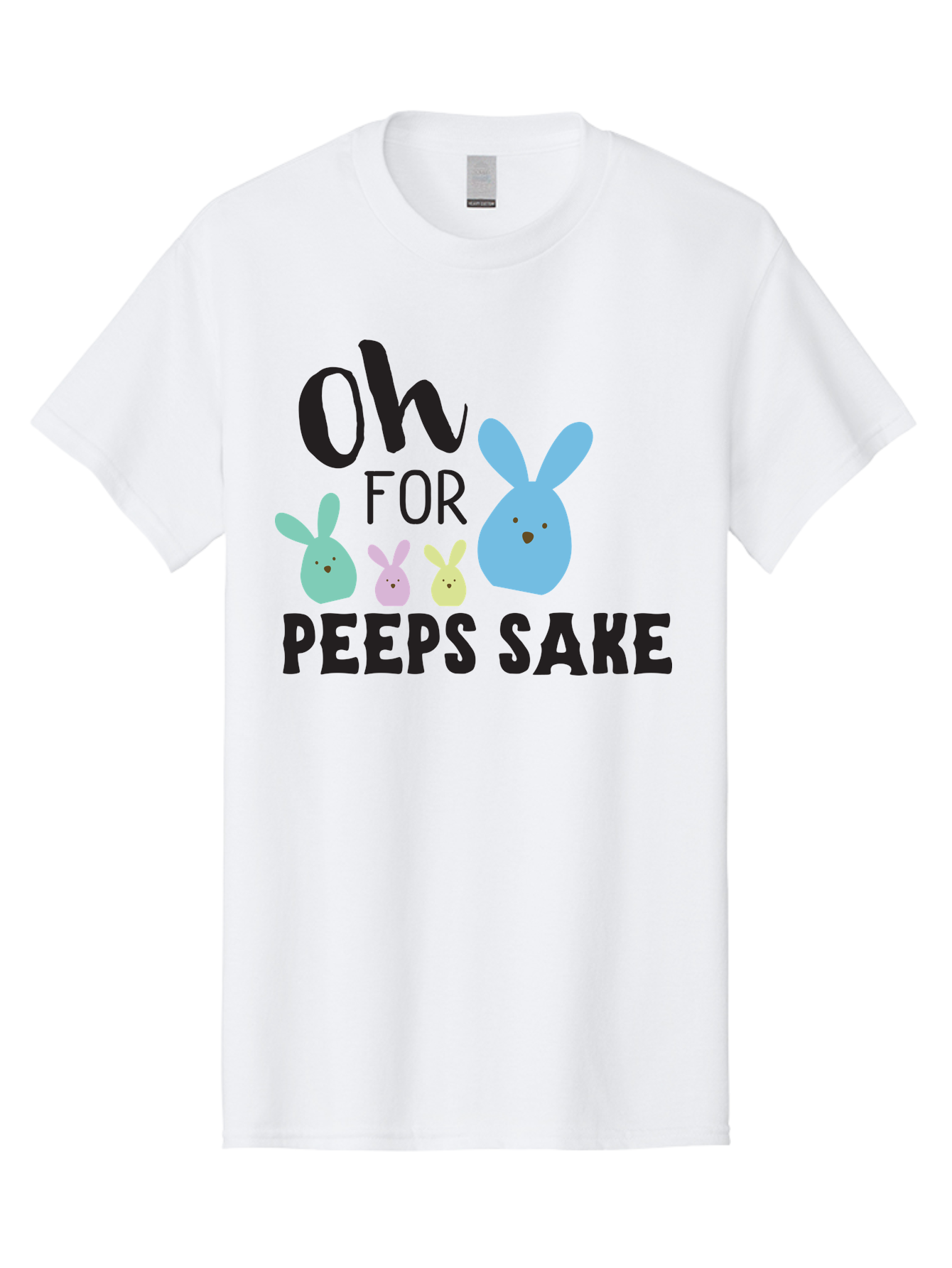Oh-For-Peeps-Sake Men'S Graphic Tee, 100% Cotton, Comfortable Casual Summer Wear, Machine Washable, Easter Bunnies, Pastel Colors, Cute Cartoon Characters, Funny Easter Quote, Peeps Candy, Bunny Love, Easter Fun, Spring Vibes Aad067 19
