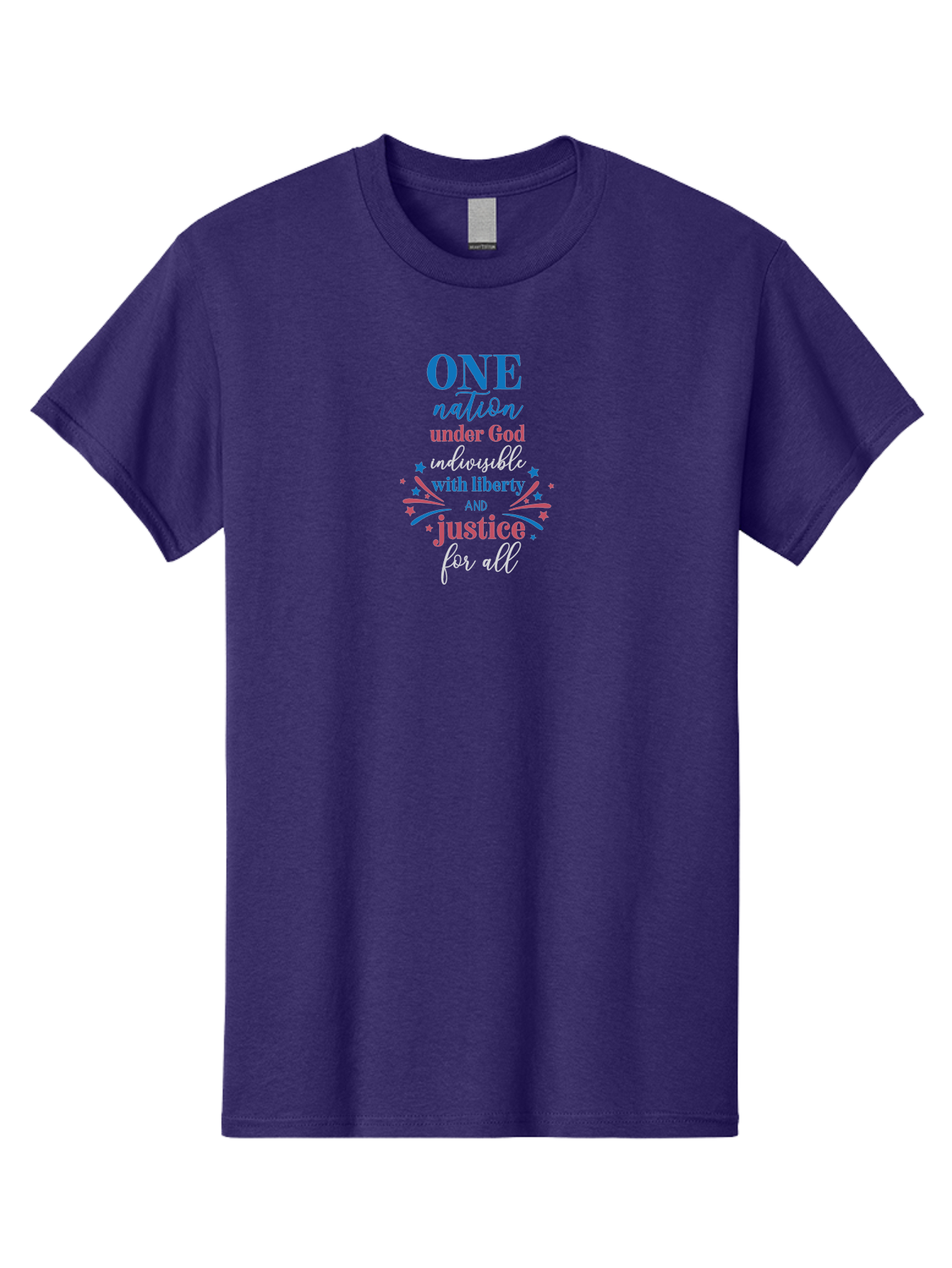 One-Nation-Under-God-Indivisible-With-Liberty-And-Justice-For-All Men'S Graphic Tee, 100% Cotton, Comfortable Casual Summer Wear, Machine Washable, Patriotic Quote, Pledge Of Allegiance, National Pride, American Values, Unity, Freedom, Aad072 21