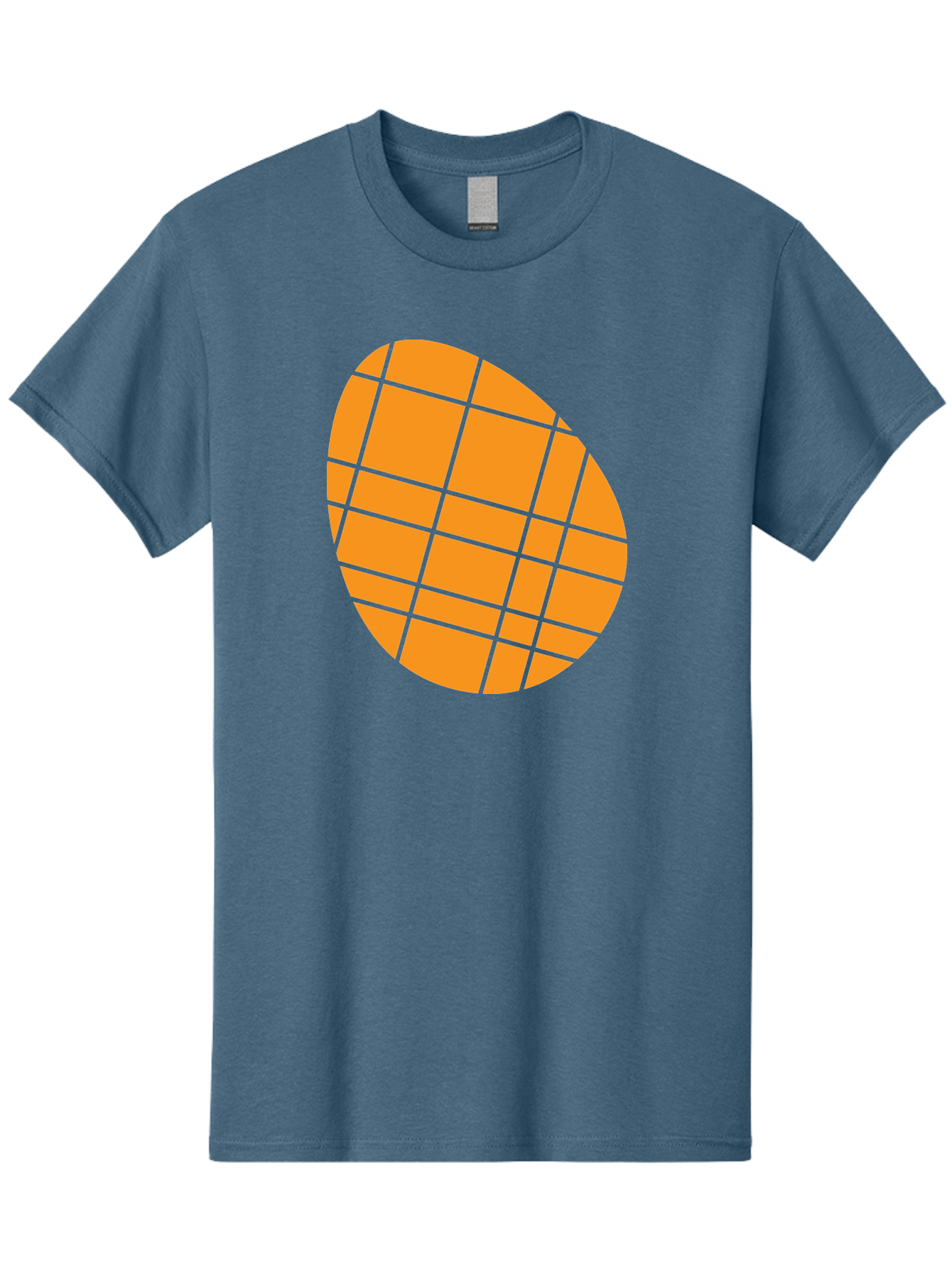 Orange-Grid-Circle Men'S Graphic Tee, 100% Cotton, Comfortable Casual Summer Wear, Machine Washable, Orange Circle, Grid Pattern, Neon Green Grid, Abstract Design, Modern Art, Geometric Shape Aad073 27