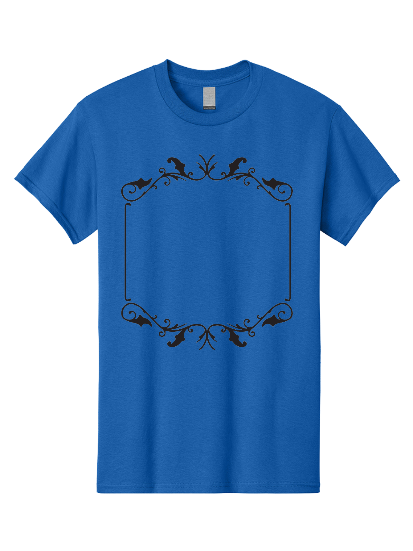 Ornate-Frame Men'S Graphic Tee, 100% Cotton, Comfortable Casual Summer Wear, Machine Washable, Floral Frame, Black Frame, Decorative Border, Elegant Design, Symmetrical, Ornate Details, Vintage Style, Classic Pattern Aad078 3