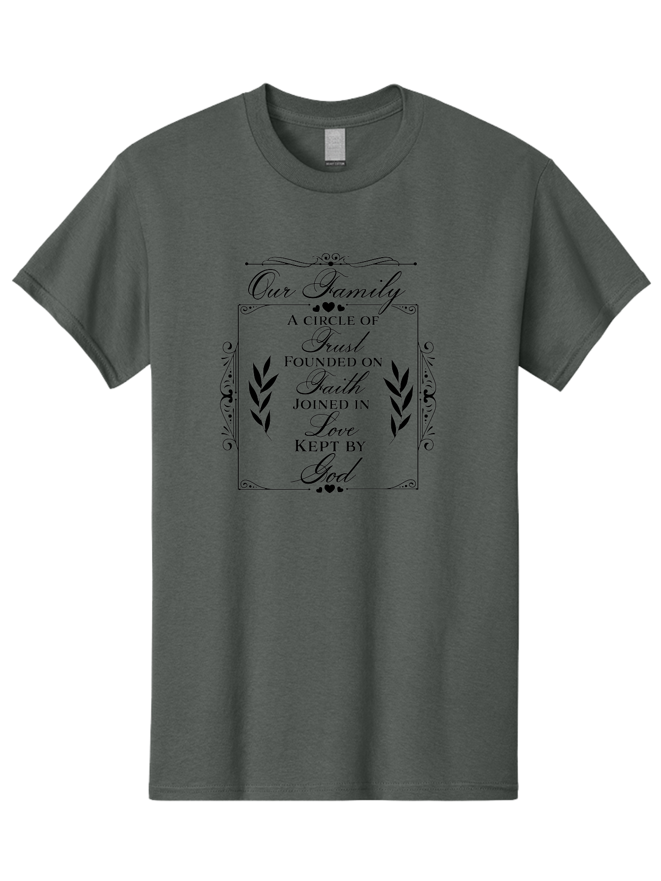 Our-Family Men'S Graphic Tee, 100% Cotton, Comfortable Casual Summer Wear, Machine Washable, Family Values, Trust, Faith, Love, God, Heartwarming Quotes, Inspirational Quotes, Decorative Text, Family Bonding Aad079 1