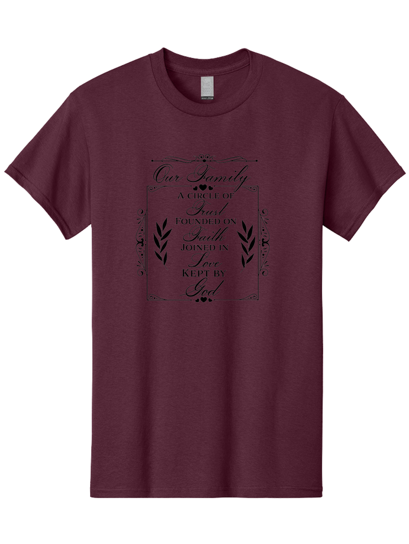 Our-Family Men'S Graphic Tee, 100% Cotton, Comfortable Casual Summer Wear, Machine Washable, Family Values, Trust, Faith, Love, God, Heartwarming Quotes, Inspirational Quotes, Decorative Text, Family Bonding Aad079 27