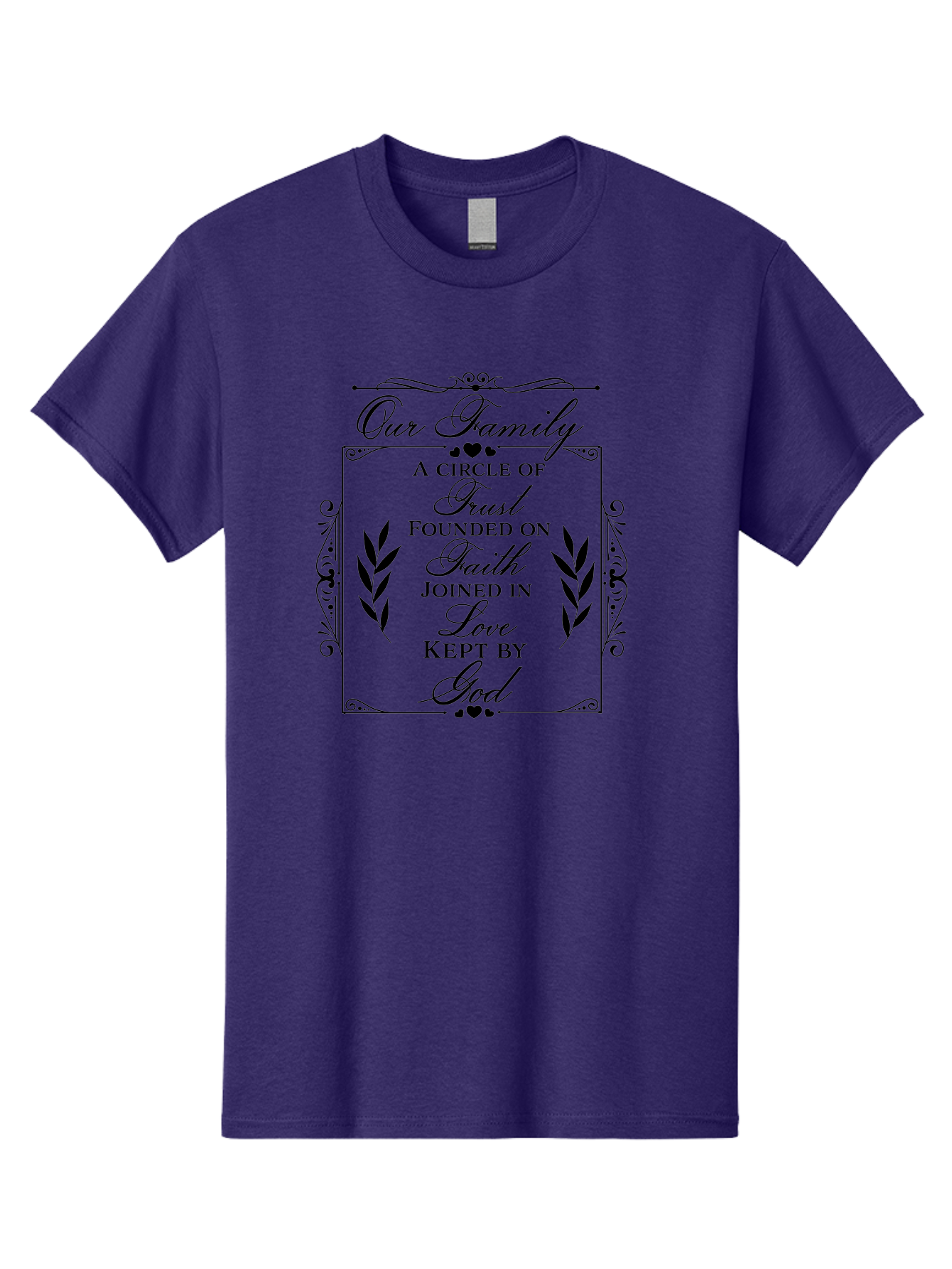 Our-Family Men'S Graphic Tee, 100% Cotton, Comfortable Casual Summer Wear, Machine Washable, Family Values, Trust, Faith, Love, God, Heartwarming Quotes, Inspirational Quotes, Decorative Text, Family Bonding Aad079 21