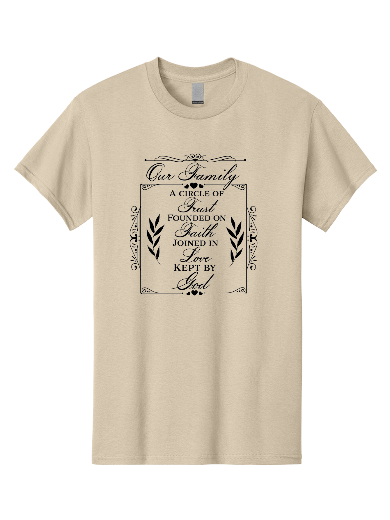 Our-Family Men'S Graphic Tee, 100% Cotton, Comfortable Casual Summer Wear, Machine Washable, Family Values, Trust, Faith, Love, God, Heartwarming Quotes, Inspirational Quotes, Decorative Text, Family Bonding Aad079 17