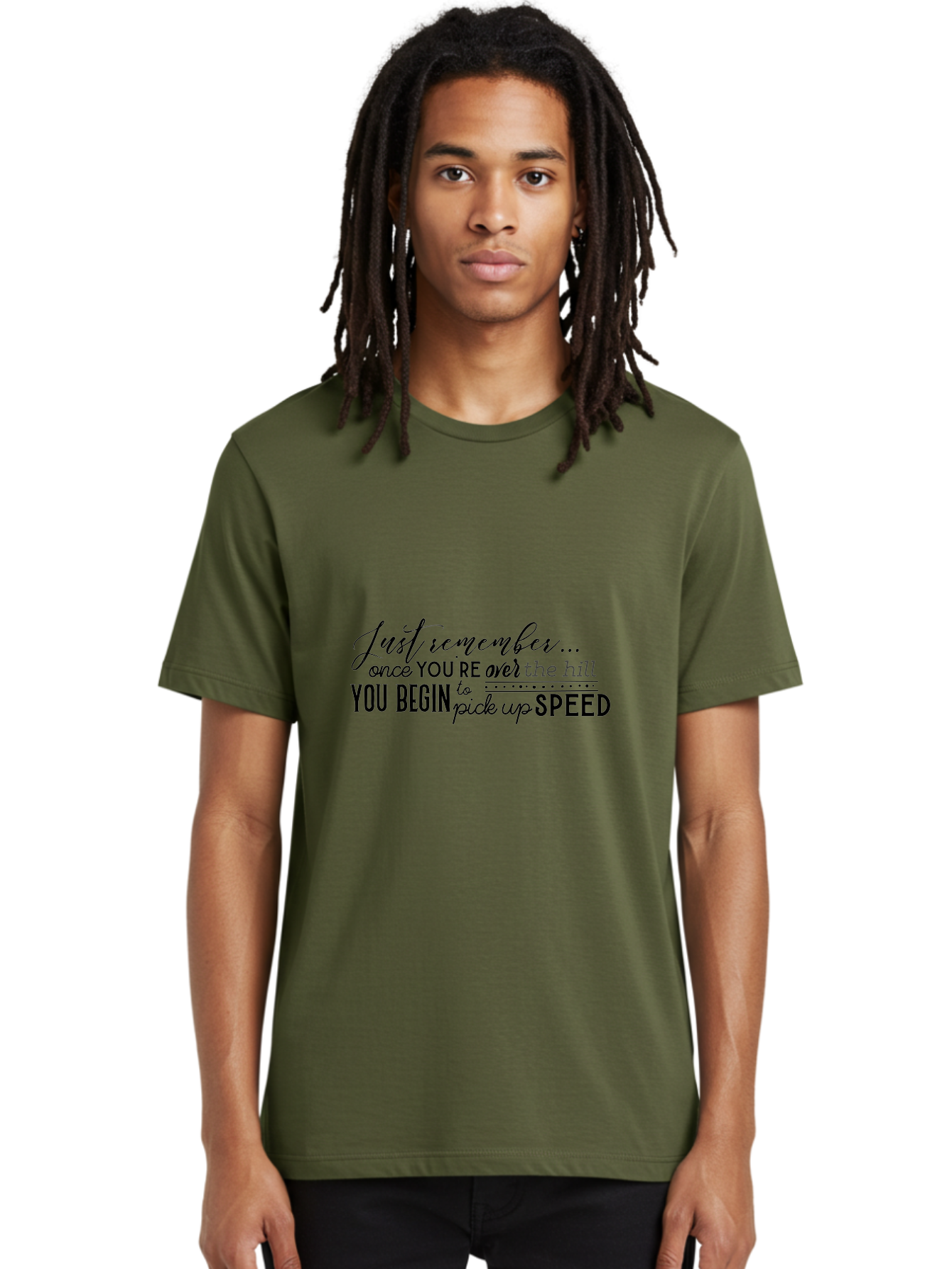 Over-The-Hill Men'S Graphic Tee, 100% Cotton, Comfortable Casual Summer Wear, Machine Washable, Motivational Quote, Inspirational Saying, Humorous Phrase, Over The Hill, Picking Up Speed, Funny Sayings Aad080 28