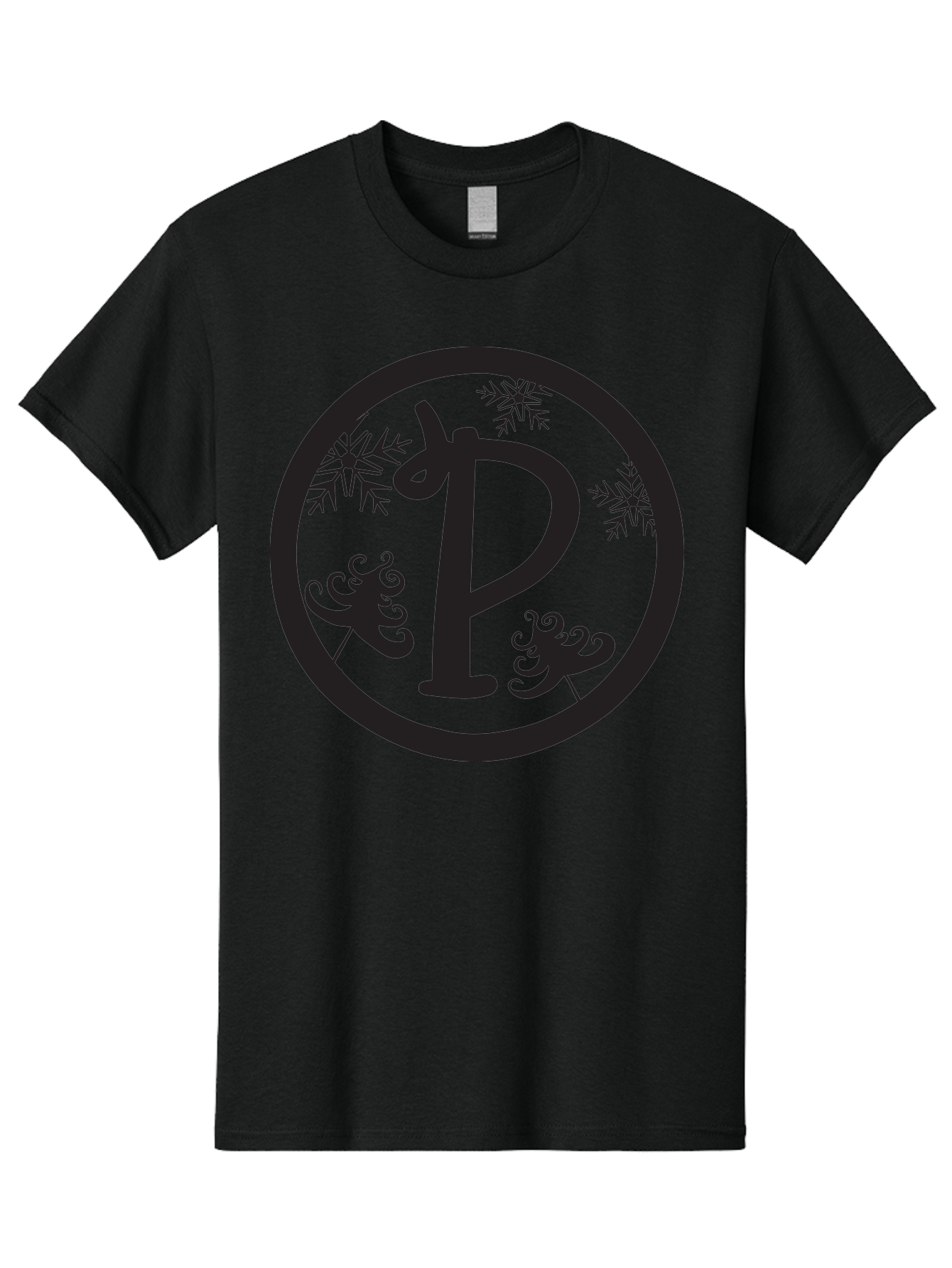 P Men'S Graphic Tee, 100% Cotton, Comfortable Casual Summer Wear, Machine Washable, Winter Wonderland, Festive Decorations, Christmas Trees, Snowflakes, Holiday Season, Elegant Typography, Black Silhouette, Decorative Elements Aad082 3