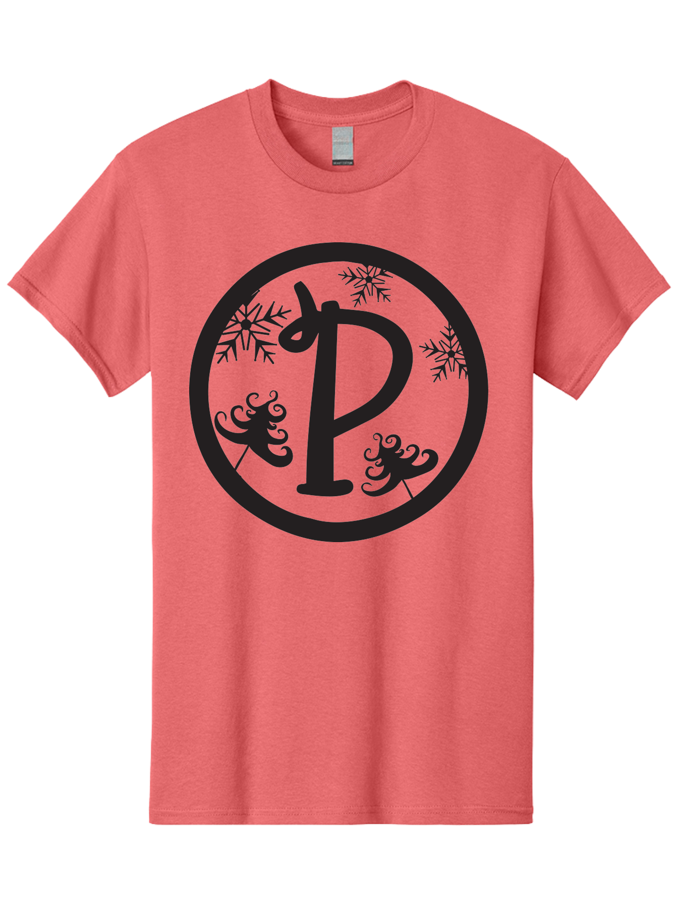 P Men'S Graphic Tee, 100% Cotton, Comfortable Casual Summer Wear, Machine Washable, Winter Wonderland, Festive Decorations, Christmas Trees, Snowflakes, Holiday Season, Elegant Typography, Black Silhouette, Decorative Elements Aad082 27