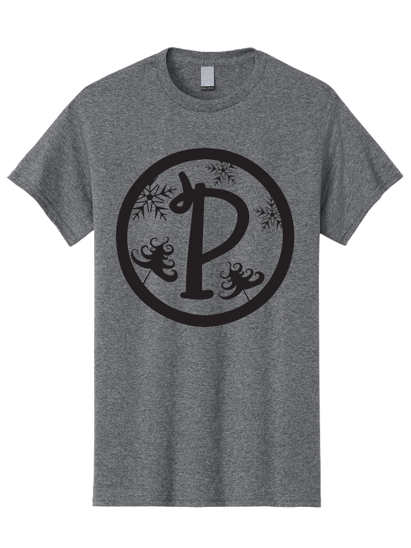 P Men'S Graphic Tee, 100% Cotton, Comfortable Casual Summer Wear, Machine Washable, Winter Wonderland, Festive Decorations, Christmas Trees, Snowflakes, Holiday Season, Elegant Typography, Black Silhouette, Decorative Elements Aad082 13