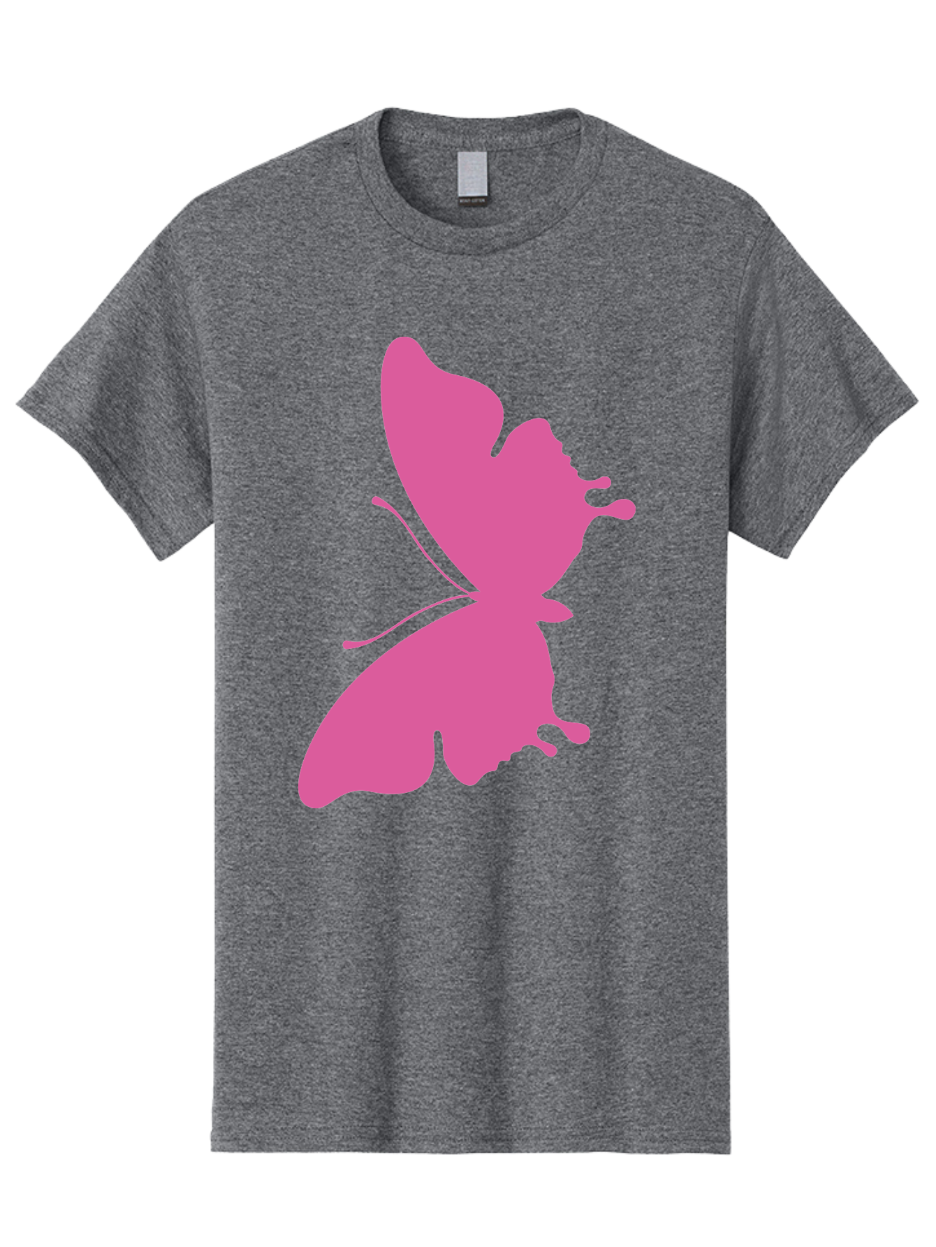 Pink-Butterfly Men'S Graphic Tee, 100% Cotton, Comfortable Casual Summer Wear, Machine Washable, Butterfly Silhouette, Pink Butterfly, Abstract Butterfly, Delicate Wings, Minimalist Design, Vibrant Pink Color, Bold Silhouette, Aad090 21