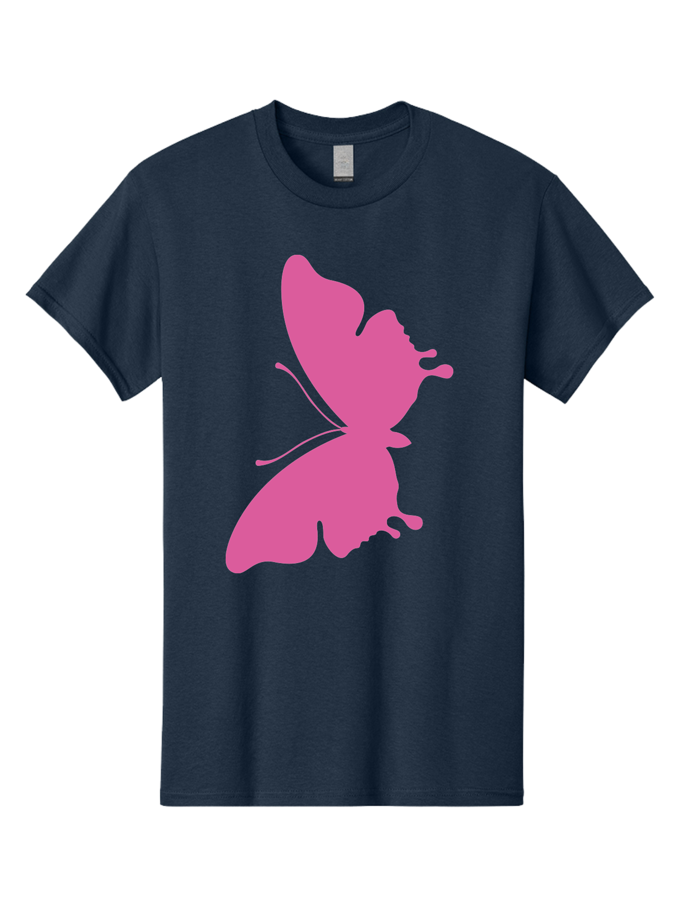 Pink-Butterfly Men'S Graphic Tee, 100% Cotton, Comfortable Casual Summer Wear, Machine Washable, Butterfly Silhouette, Pink Butterfly, Abstract Butterfly, Delicate Wings, Minimalist Design, Vibrant Pink Color, Bold Silhouette, Aad090 7