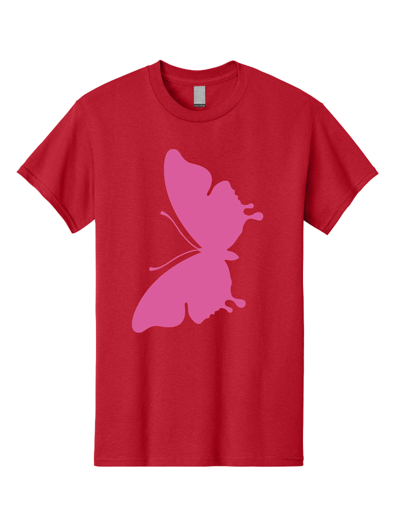 Pink-Butterfly Men'S Graphic Tee, 100% Cotton, Comfortable Casual Summer Wear, Machine Washable, Butterfly Silhouette, Pink Butterfly, Abstract Butterfly, Delicate Wings, Minimalist Design, Vibrant Pink Color, Bold Silhouette, Aad090 19