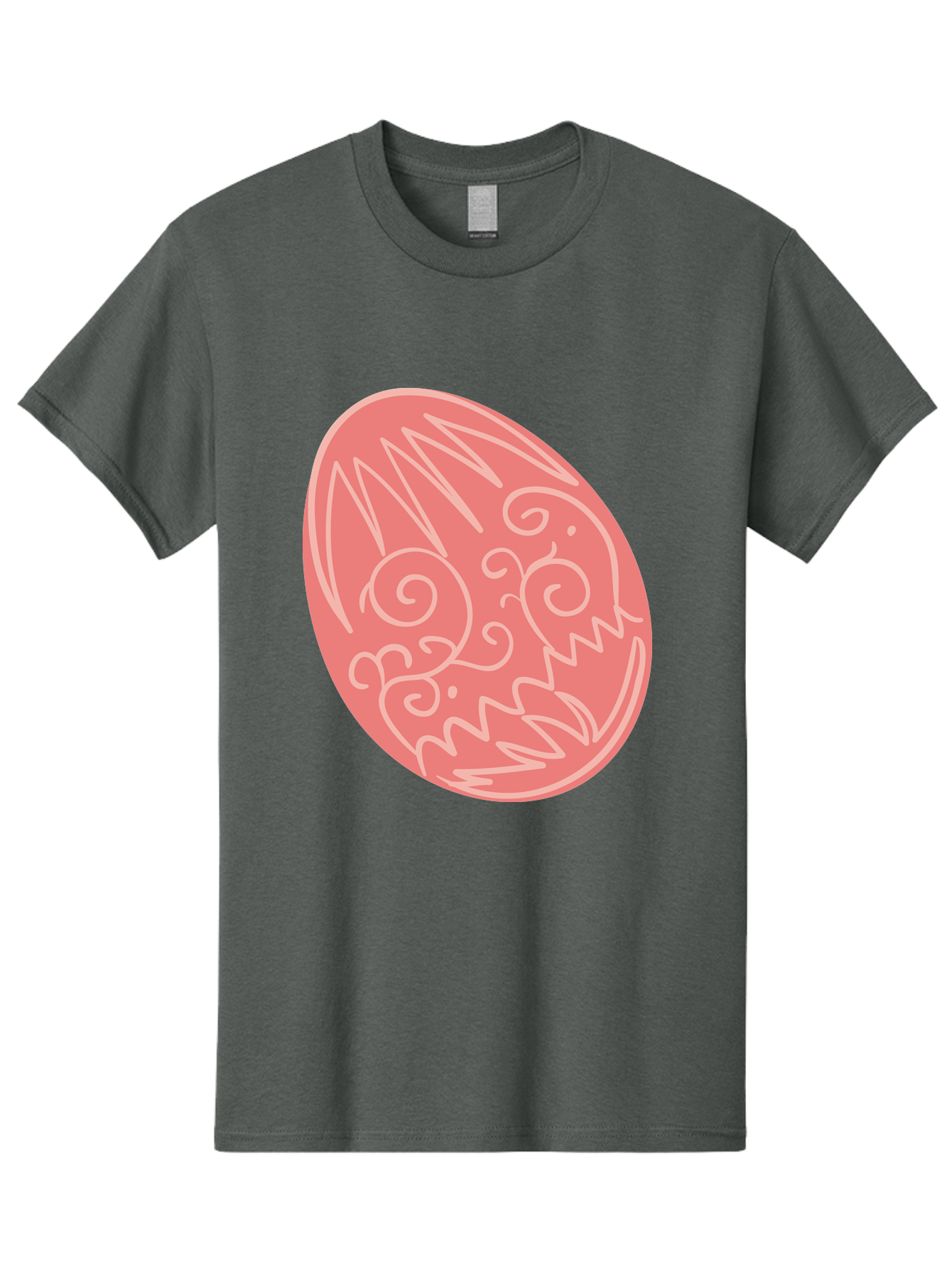 Pink-Dragon-Egg Men'S Graphic Tee, 100% Cotton, Comfortable Casual Summer Wear, Machine Washable, Pink Easter Egg, Dragon Design, White Line Art, Festive Decoration, Spring Celebration, Easter Symbol, Cute Illustration Aad091 17