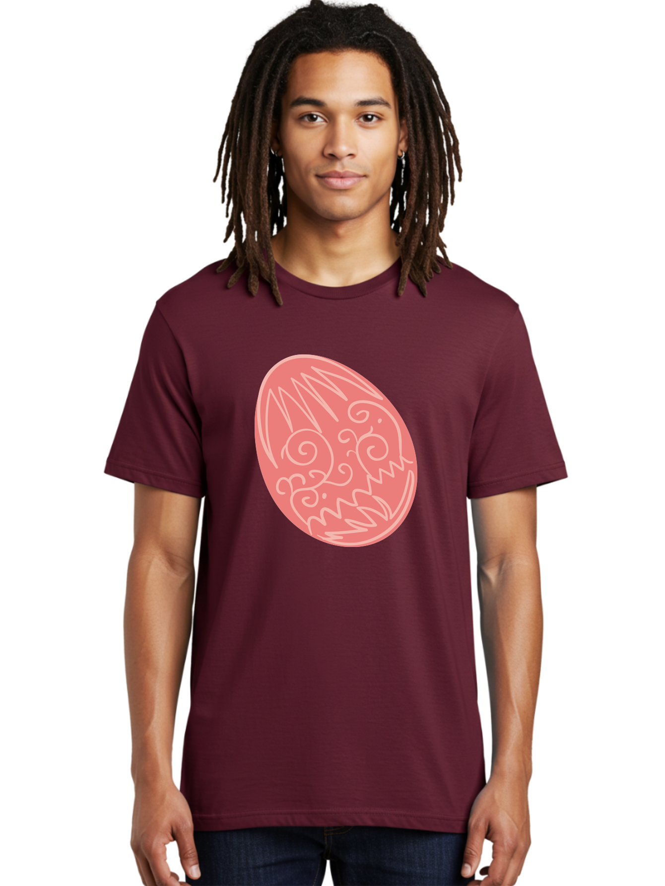 Pink-Dragon-Egg Men'S Graphic Tee, 100% Cotton, Comfortable Casual Summer Wear, Machine Washable, Pink Easter Egg, Dragon Design, White Line Art, Festive Decoration, Spring Celebration, Easter Symbol, Cute Illustration Aad091 20