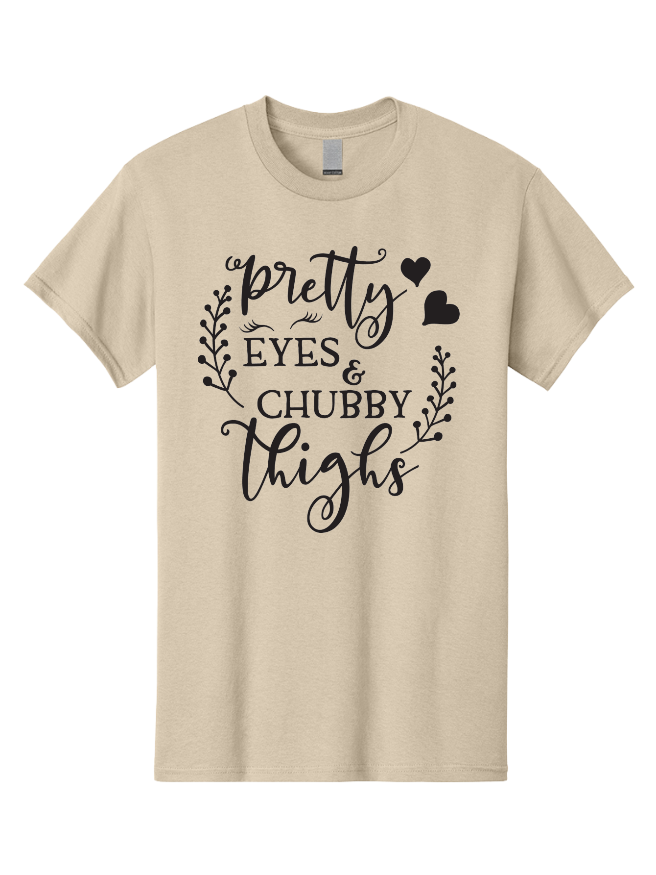 Pretty-Eyes-Chubby-Thighs Men'S Graphic Tee, 100% Cotton, Comfortable Casual Summer Wear, Machine Washable, Cute Typography, Body Positivity, Self Love, Confidence Boost, Empowerment, Lovely Quotes, Charming Phrases, Inspiration, Motivation Aad100 3