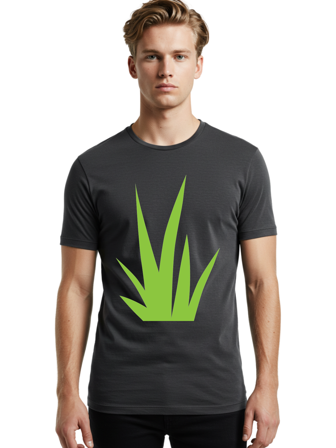 Prickly-Leaves Men'S Graphic Tee, 100% Cotton, Comfortable Casual Summer Wear, Machine Washable, Palm Leaves, Tropical Foliage, Minimalist Design, Simple Shapes, Leafy Graphics, Vector Art, Green Leaves Aad101 22