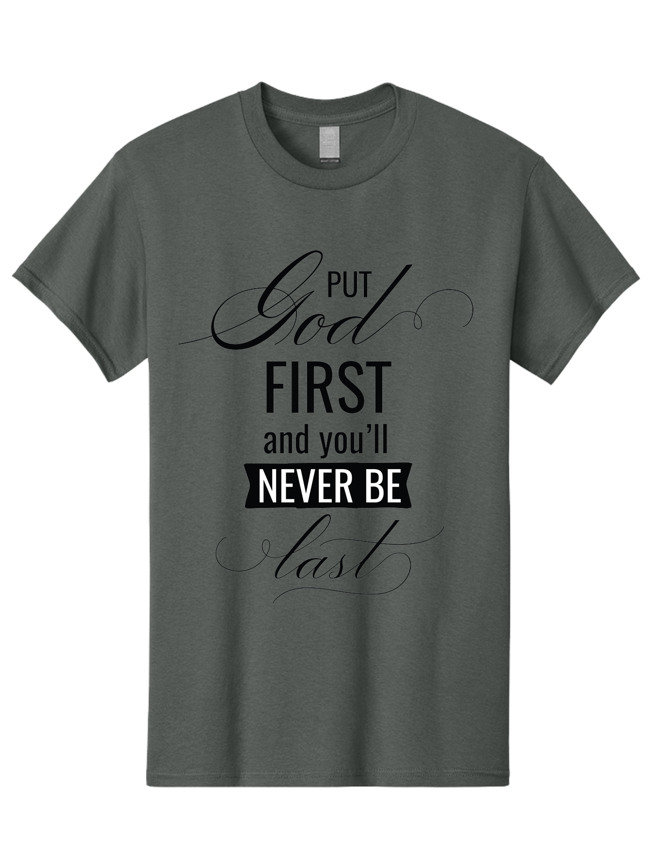 Put-God-First Men'S Graphic Tee, 100% Cotton, Comfortable Casual Summer Wear, Machine Washable, Inspirational Quote, Motivational Words, Faith-Based Message, Put God First, Inspirational Sayings, Motivational Phrases, Spiritual Guidance, Aad110 29