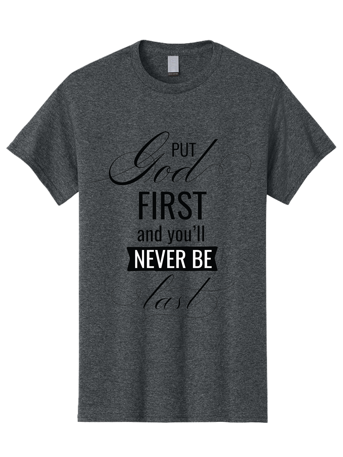 Put-God-First Men'S Graphic Tee, 100% Cotton, Comfortable Casual Summer Wear, Machine Washable, Inspirational Quote, Motivational Words, Faith-Based Message, Put God First, Inspirational Sayings, Motivational Phrases, Spiritual Guidance, Aad110 7
