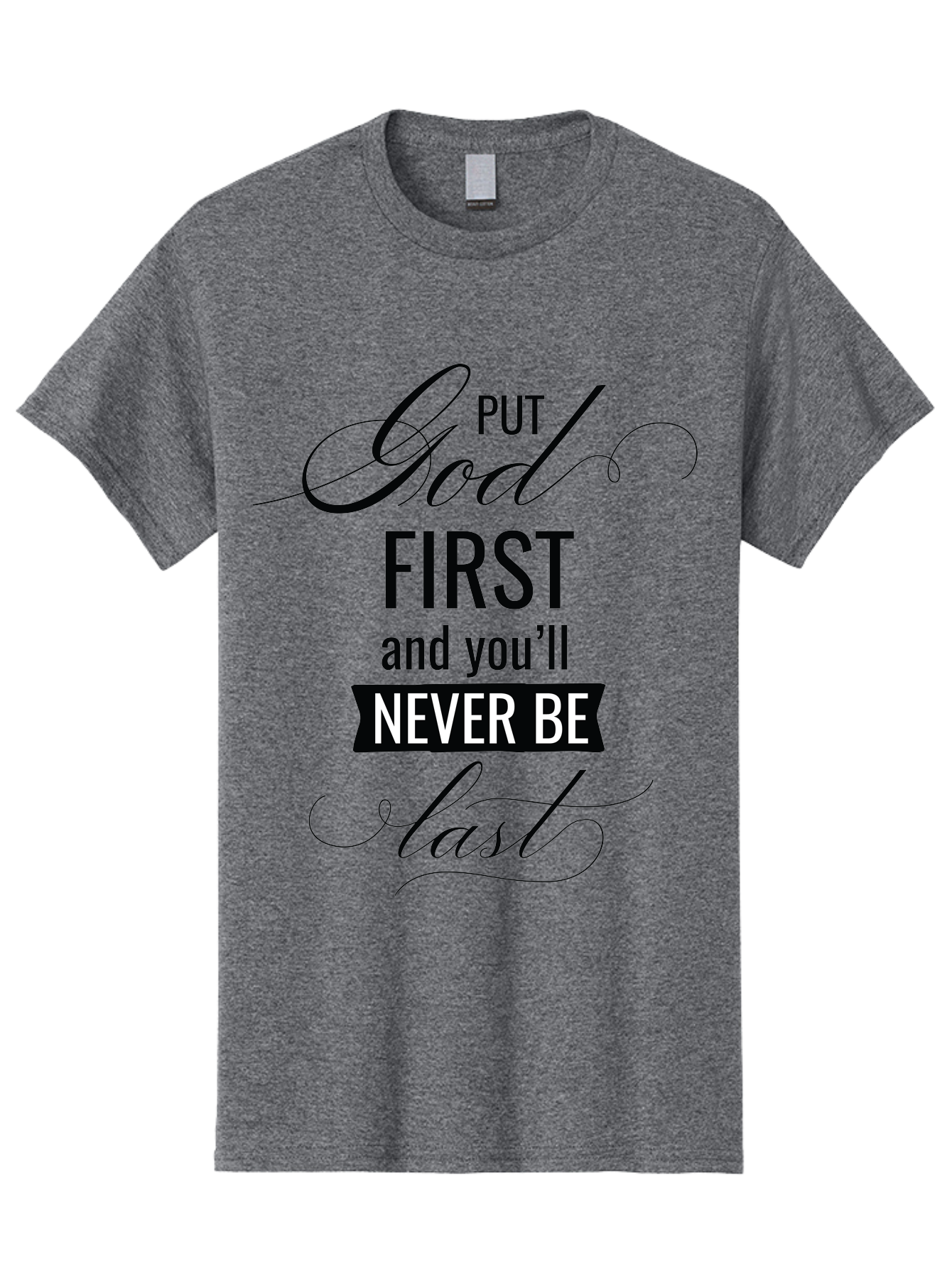 Put-God-First Men'S Graphic Tee, 100% Cotton, Comfortable Casual Summer Wear, Machine Washable, Inspirational Quote, Motivational Words, Faith-Based Message, Put God First, Inspirational Sayings, Motivational Phrases, Spiritual Guidance, Aad110 17