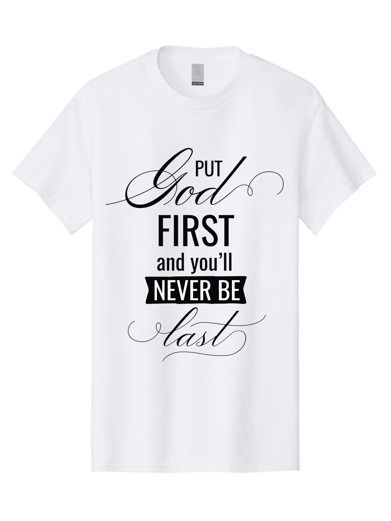Put-God-First Men'S Graphic Tee, 100% Cotton, Comfortable Casual Summer Wear, Machine Washable, Inspirational Quote, Motivational Words, Faith-Based Message, Put God First, Inspirational Sayings, Motivational Phrases, Spiritual Guidance, Aad110 5