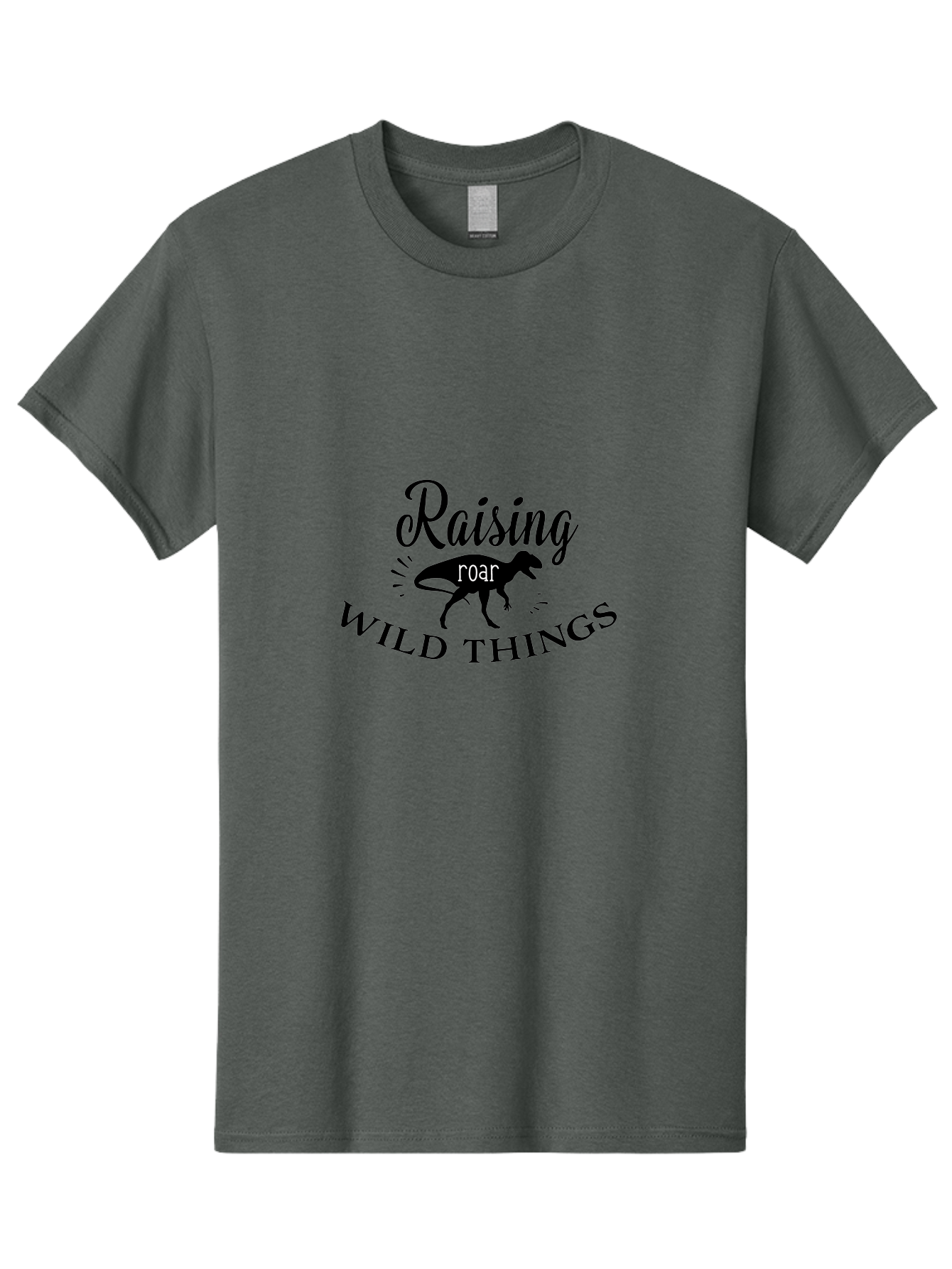 Raising-Wild-Things Men'S Graphic Tee, 100% Cotton, Comfortable Casual Summer Wear, Machine Washable, Raising Wild Things, Dinosaur Roar, T-Shirt Design, Funny Quote, Witty Phrase, Parenting Humor, Wild Child, Dino Love, Prehistoric Fun Aad116 5