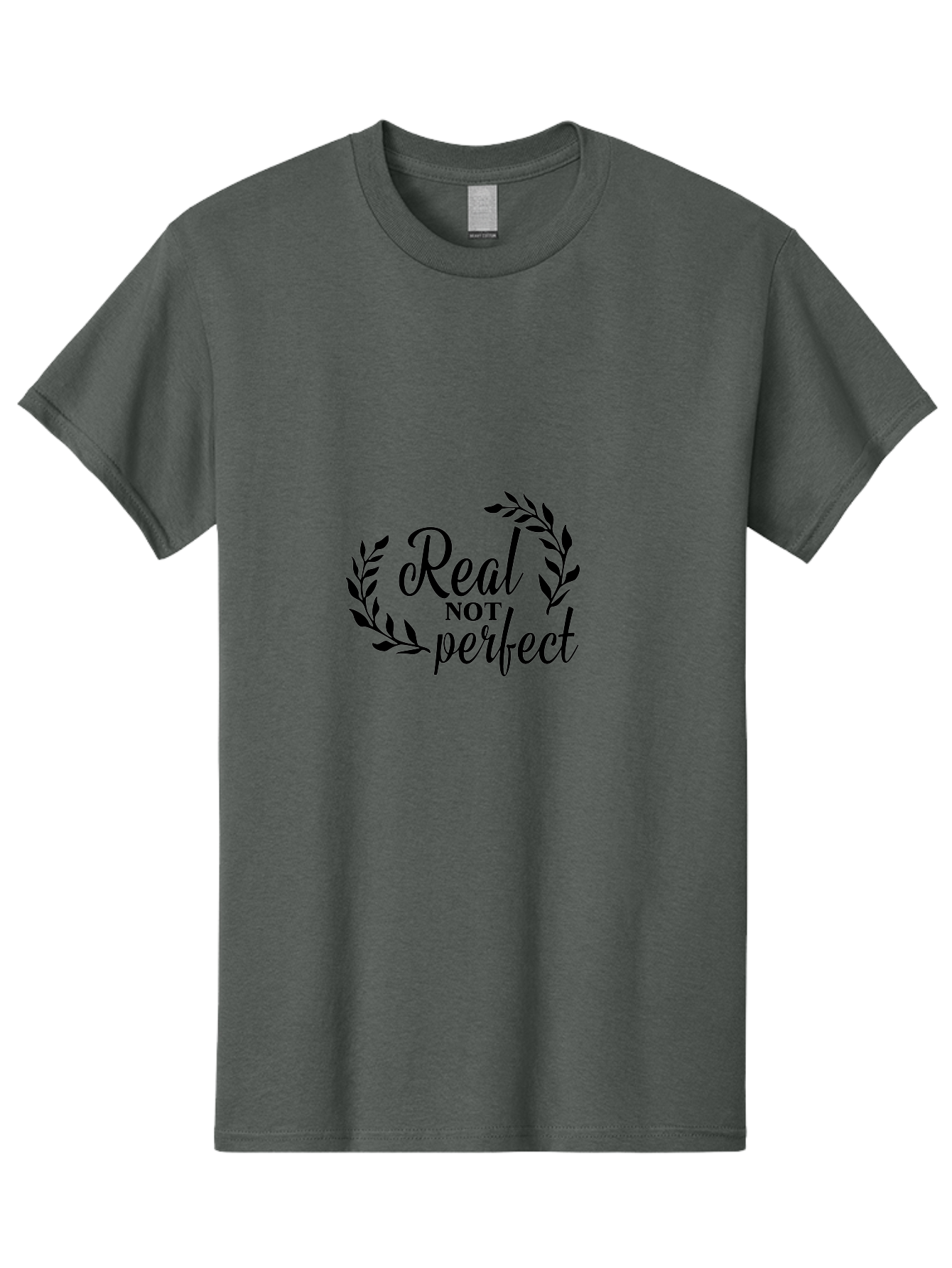 Real-Not-Perfect Men'S Graphic Tee, 100% Cotton, Comfortable Casual Summer Wear, Machine Washable, Motivational Quotes, Inspirational Sayings, Positive Affirmations, Self-Acceptance, Self-Love, Body Positivity, Empowerment, Laurel Wreath, Aad118 5
