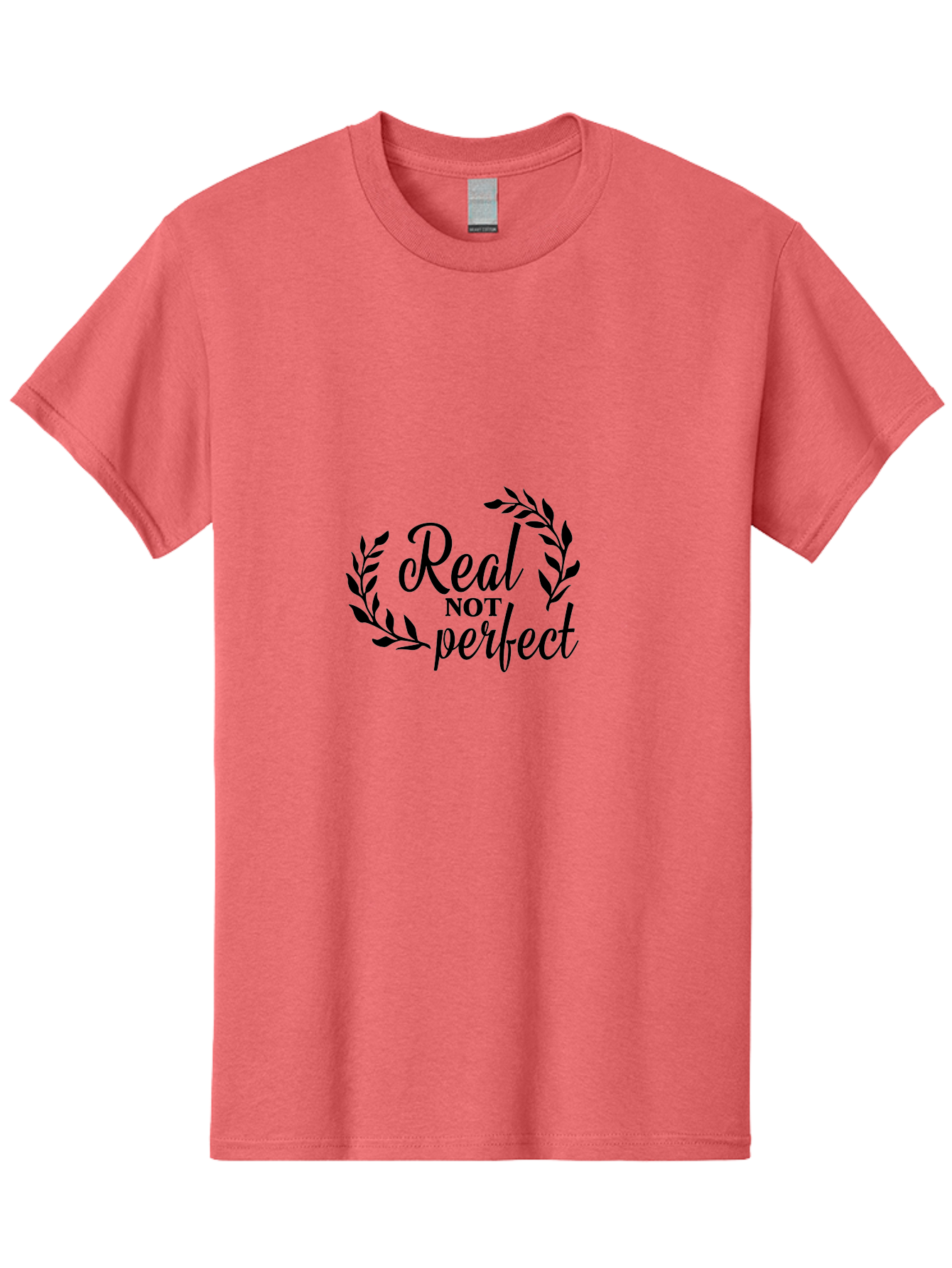 Real-Not-Perfect Men'S Graphic Tee, 100% Cotton, Comfortable Casual Summer Wear, Machine Washable, Motivational Quotes, Inspirational Sayings, Positive Affirmations, Self-Acceptance, Self-Love, Body Positivity, Empowerment, Laurel Wreath, Aad118 25