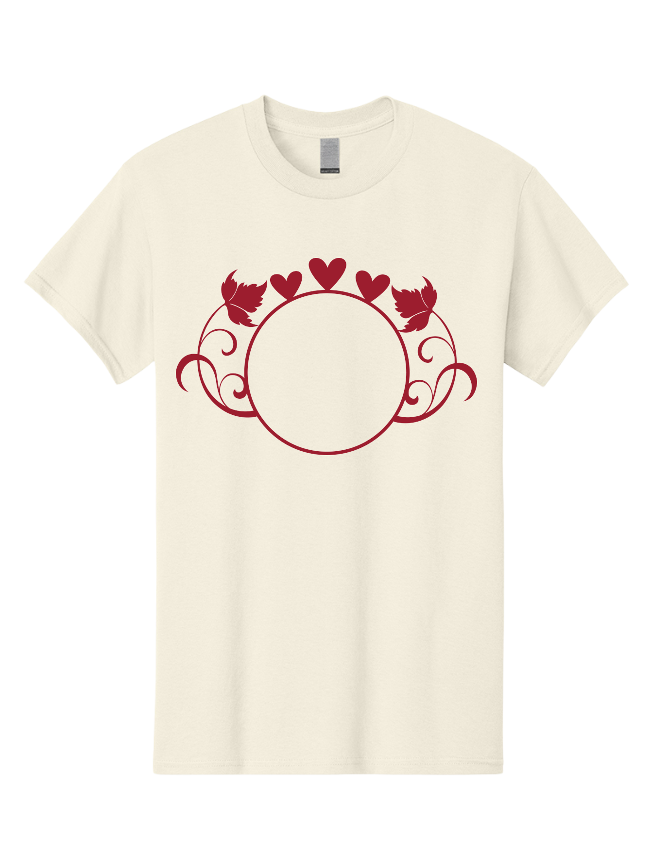 Red-Heart-Border Men'S Graphic Tee, 100% Cotton, Comfortable Casual Summer Wear, Machine Washable, Red Hearts, Red Leaves, Circular Frame, Decorative Border, Elegant Design, Valentines Day Theme, Floral Pattern, Whimsical Elements, Aad119 15