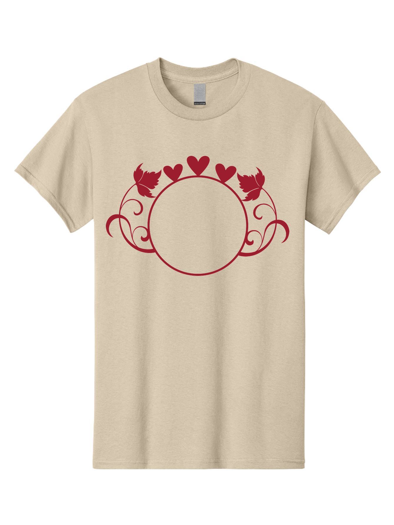Red-Heart-Border Men'S Graphic Tee, 100% Cotton, Comfortable Casual Summer Wear, Machine Washable, Red Hearts, Red Leaves, Circular Frame, Decorative Border, Elegant Design, Valentines Day Theme, Floral Pattern, Whimsical Elements, Aad119 21