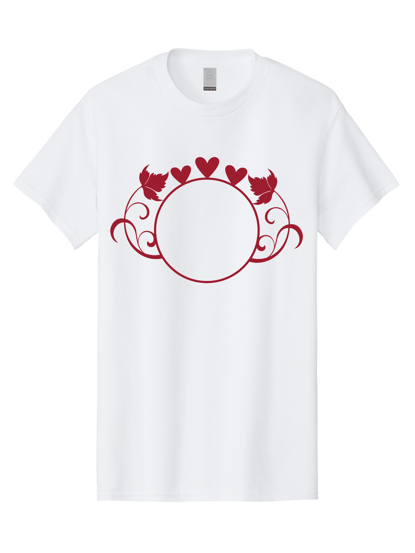 Red-Heart-Border Men'S Graphic Tee, 100% Cotton, Comfortable Casual Summer Wear, Machine Washable, Red Hearts, Red Leaves, Circular Frame, Decorative Border, Elegant Design, Valentines Day Theme, Floral Pattern, Whimsical Elements, Aad119 7
