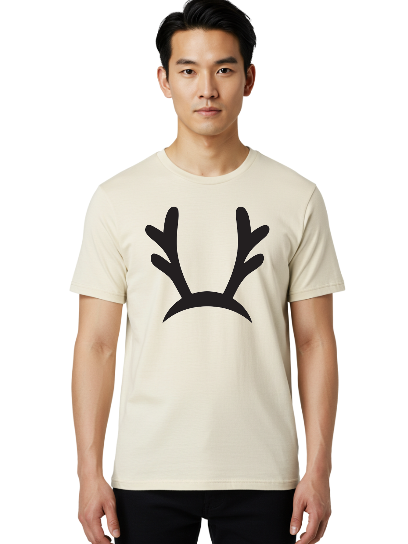 Reindeer-Antlers Men'S Graphic Tee, 100% Cotton, Comfortable Casual Summer Wear, Machine Washable, Reindeer Antlers, Festive Accessories, Holiday Decorations, Christmas Attire, Party Props, Novelty Headbands, Antler Headband Aad121 26