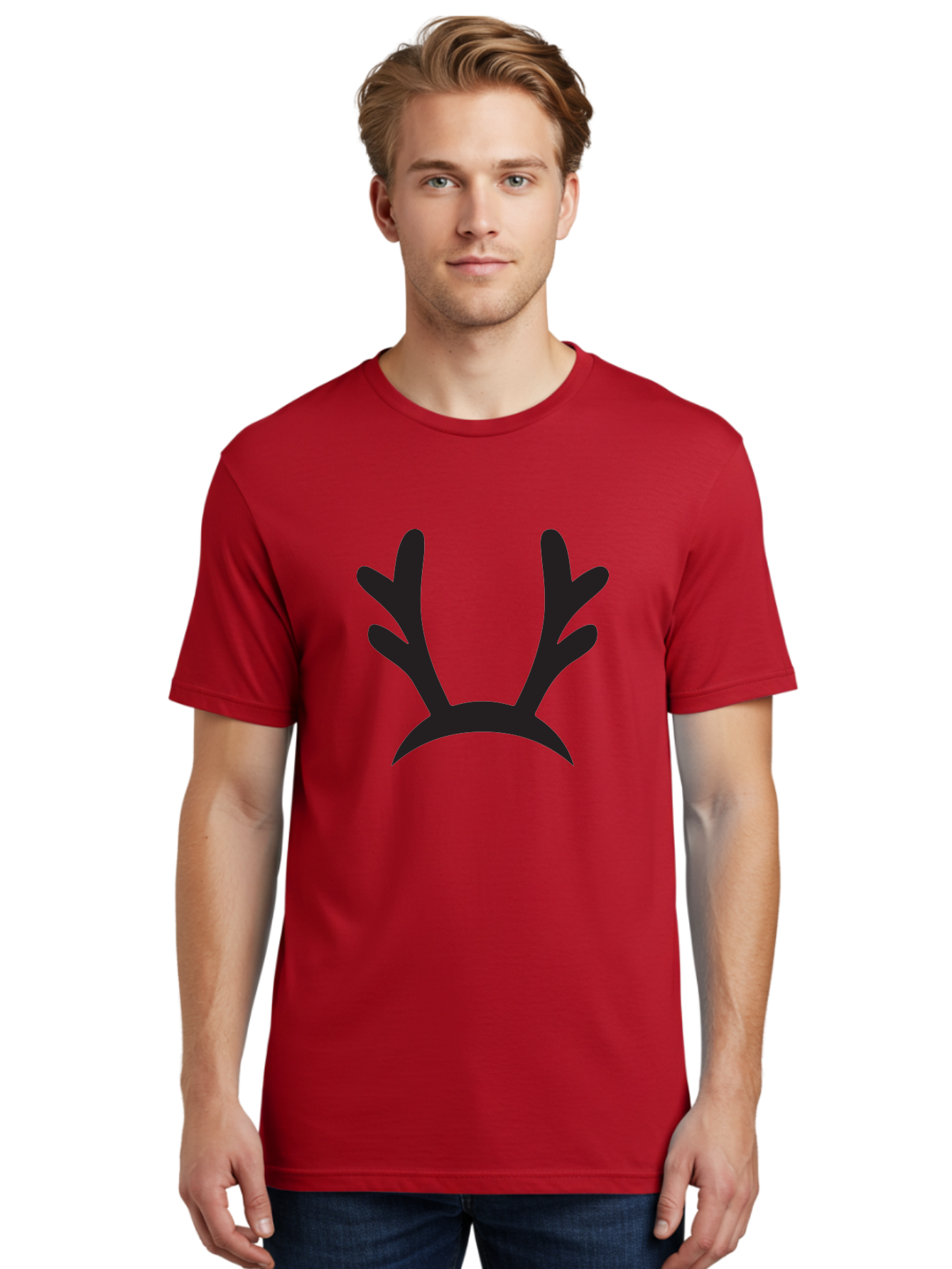 Reindeer-Antlers Men'S Graphic Tee, 100% Cotton, Comfortable Casual Summer Wear, Machine Washable, Reindeer Antlers, Festive Accessories, Holiday Decorations, Christmas Attire, Party Props, Novelty Headbands, Antler Headband Aad121 18